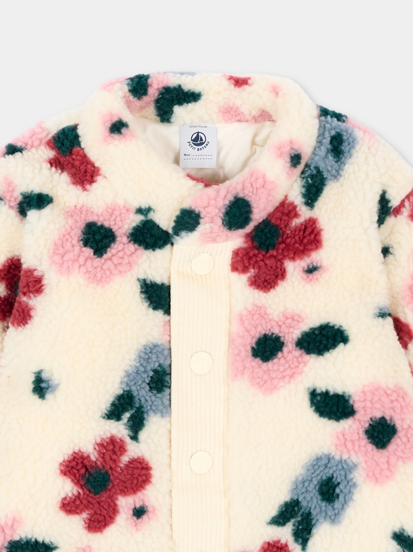 Ecopelliccia avorio per neonata floreale,Petit Bateau,A0GJL 01