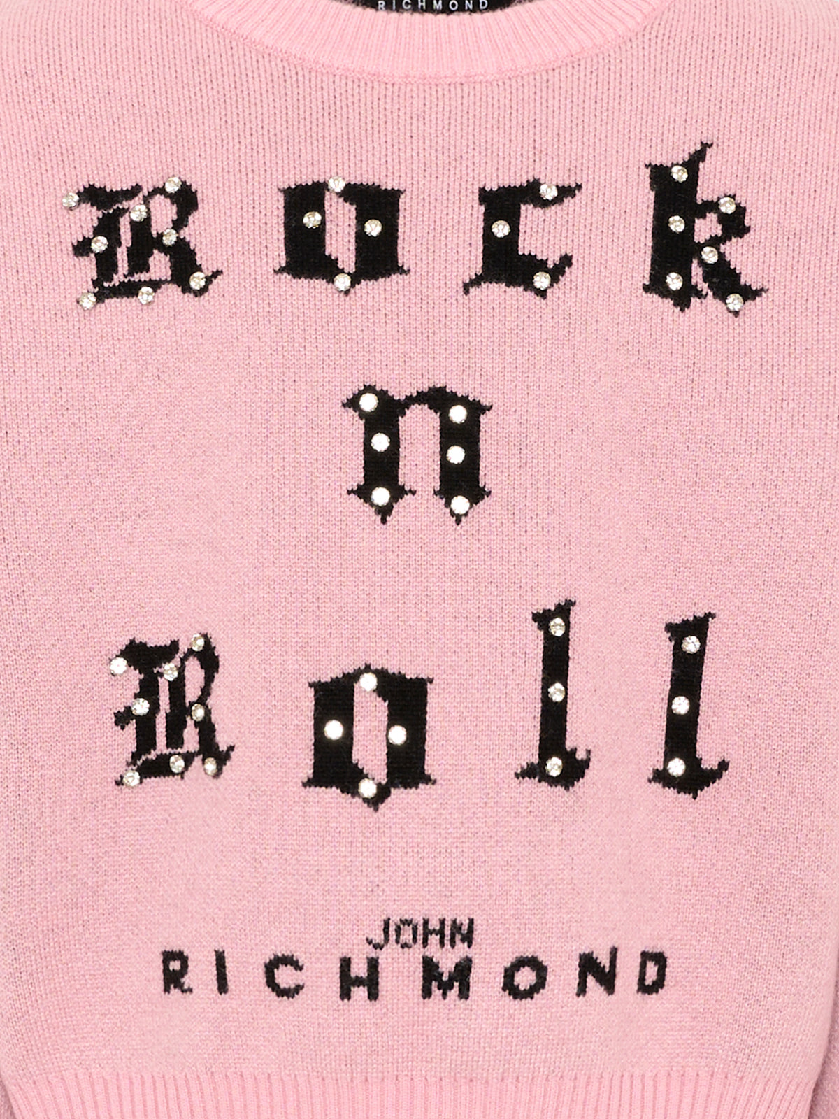 Maglione rosa per bambina con logo,Richmond,RGA26061MA PINK_B/BLK PINK BEGONIA