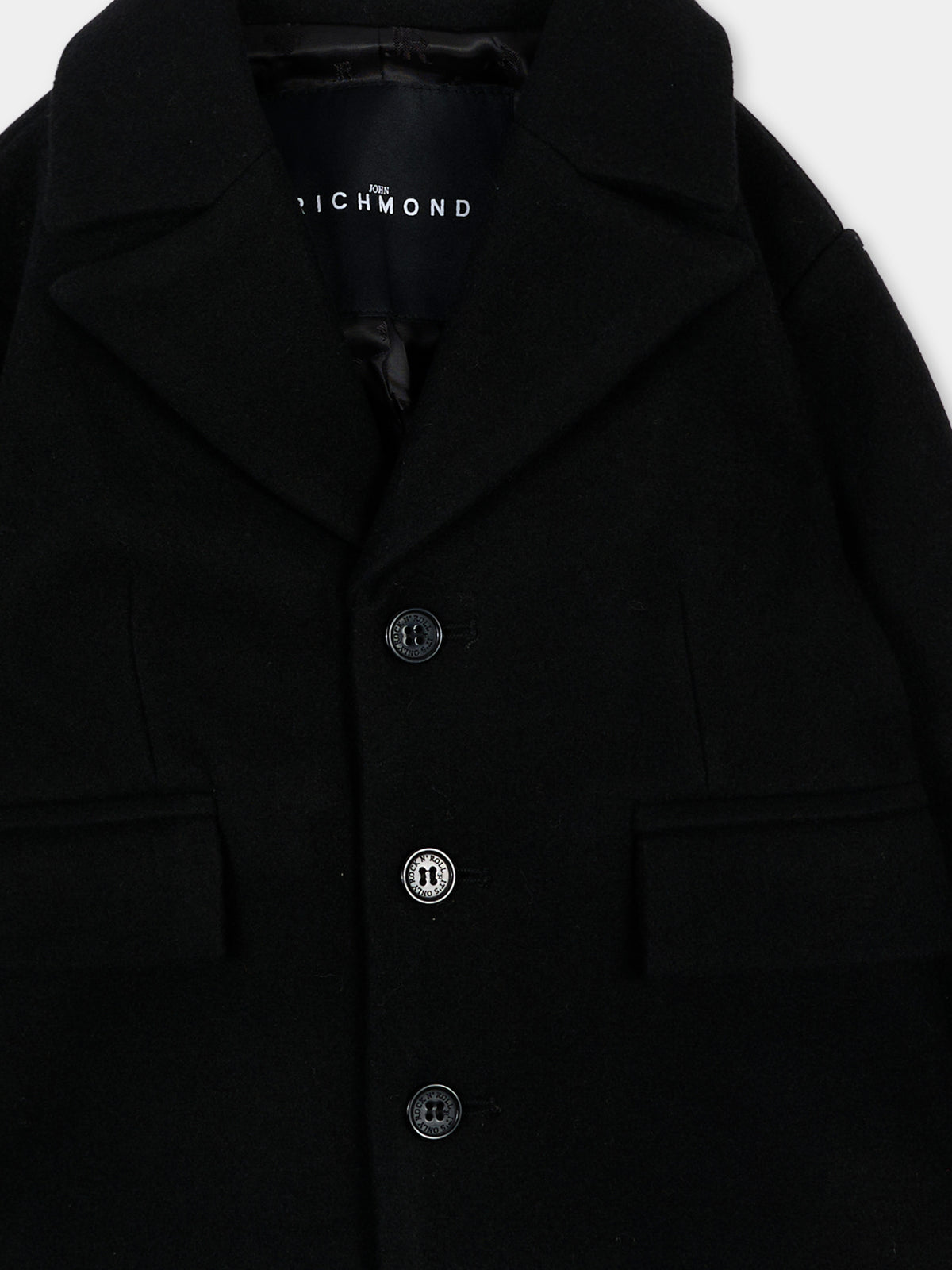 Cappotto nero per neonato con logo,Richmond,RIA26062CP BLACK BLACK