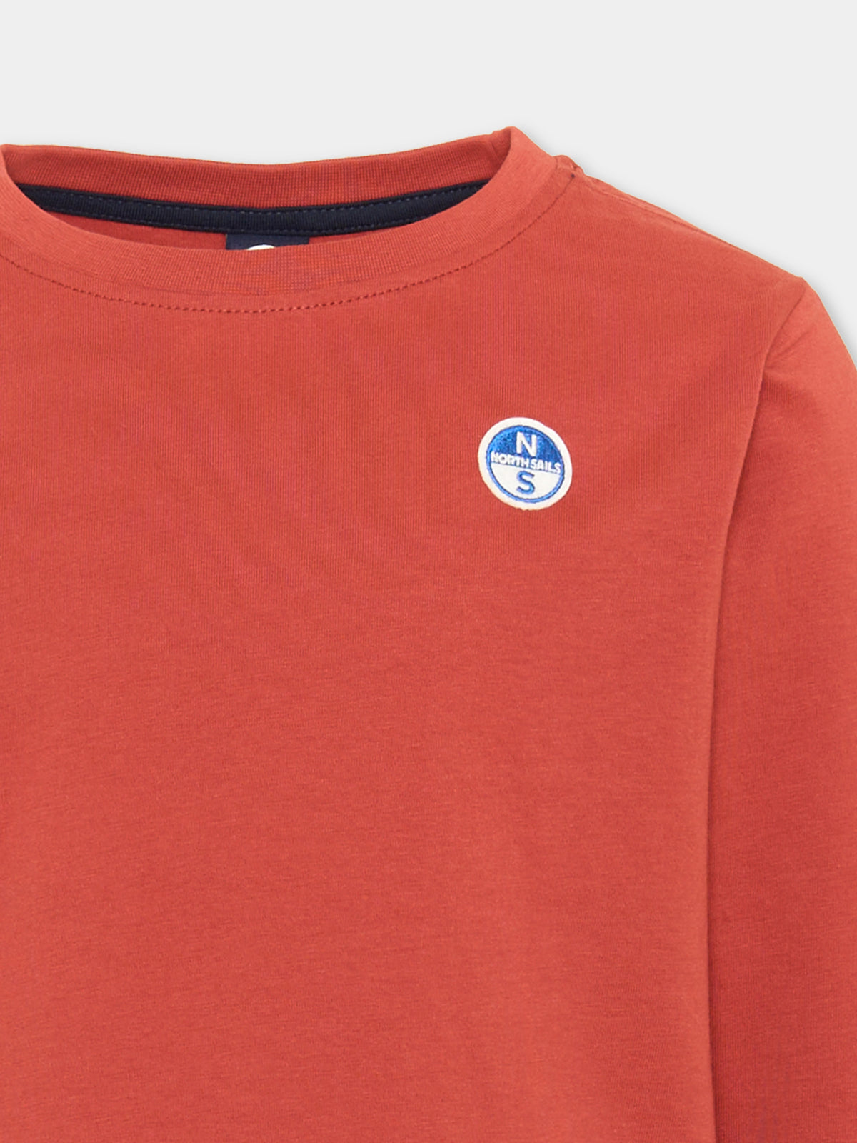 T-shirt a manica lunga rosso mattone per bambino con logo,North Sails,NBA26089TS TANDOORI SPICE