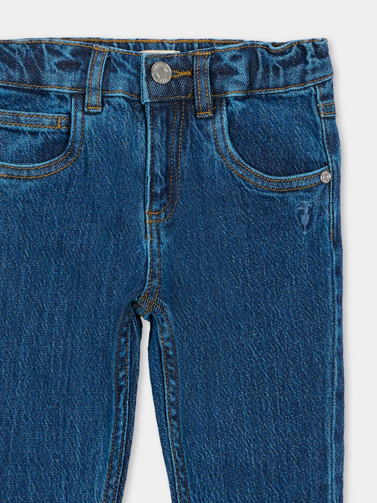 Jeans blu per neonato con logo,Trussardi Junior,TIA26057JE D.BLUE_MED DENIM BLUE MEDIUM