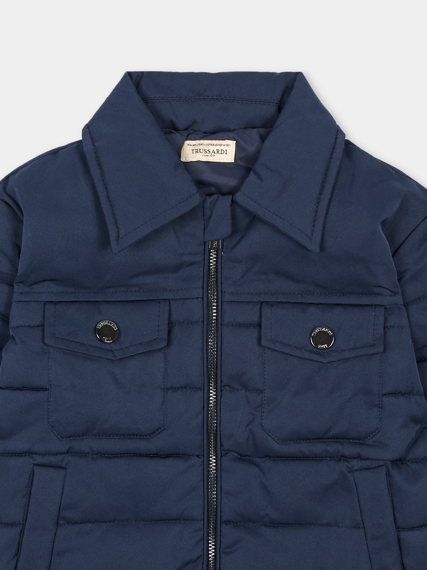 Piumino blu per neonato trapuntato,Trussardi Junior,TIA26043PI BLUE_NAVAL BLUE NAVAL