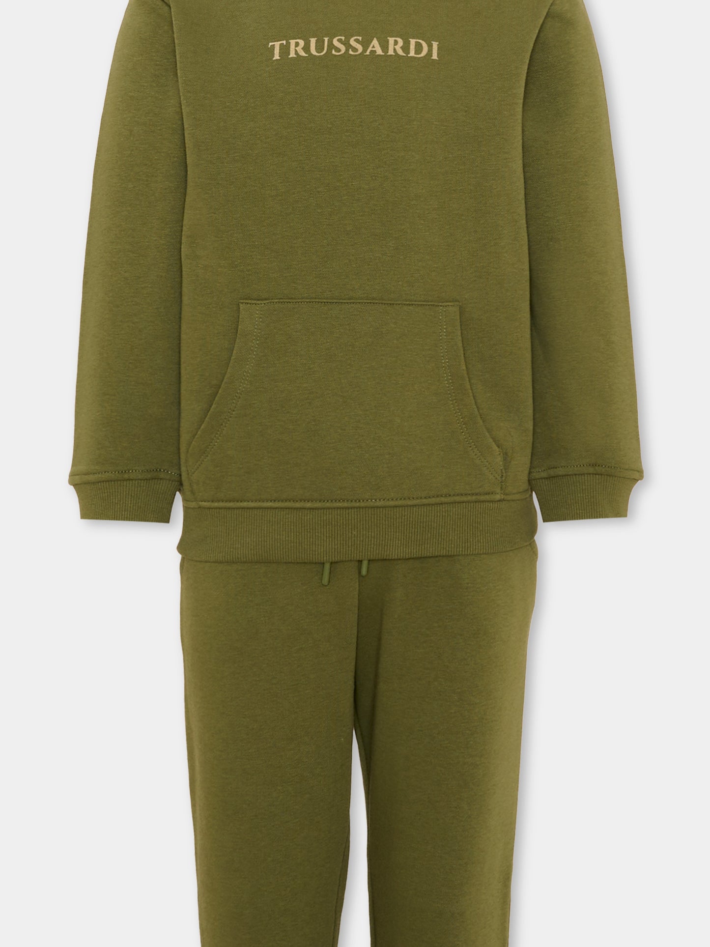Completo sportivo lungo verde per bambino con logo,Trussardi Junior,TIA26102CF CYPRESS/CY CYPRESS