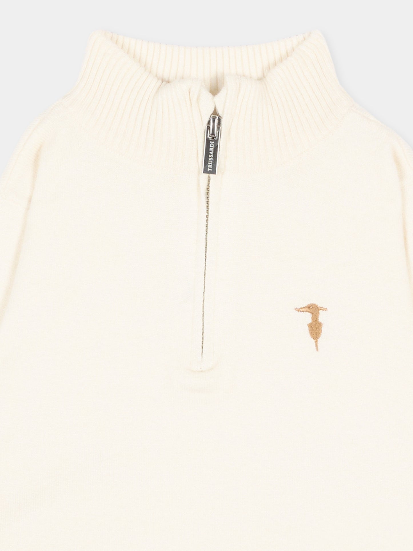 Maglione avorio per neonato con levriero,Trussardi Junior,TIA26116MA OFF-WHITE OFF-WHITE