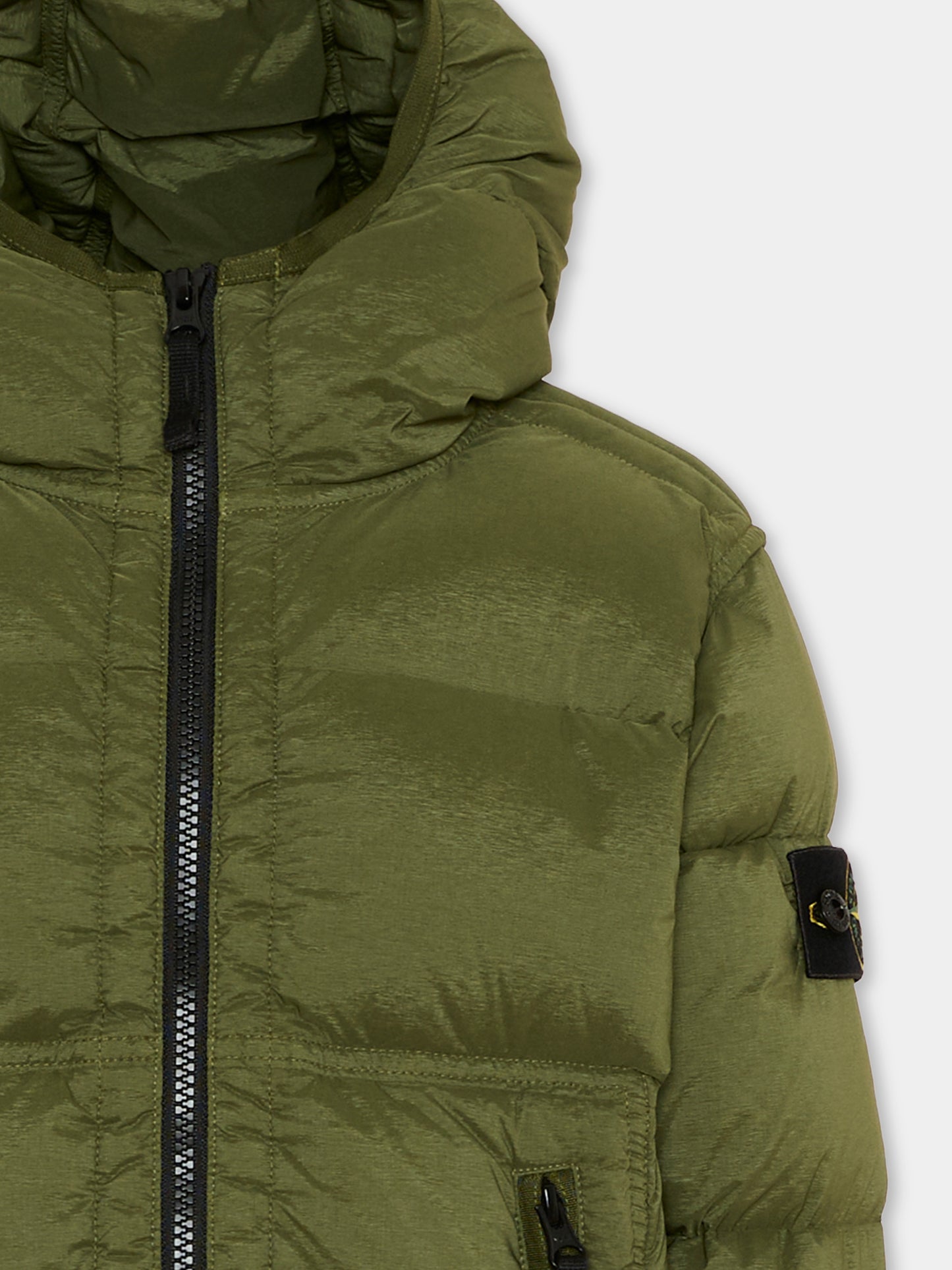 Piumino verde per bambino con patch logo,Stone Island Junior,L2S16 4100004 S0028 V005G
