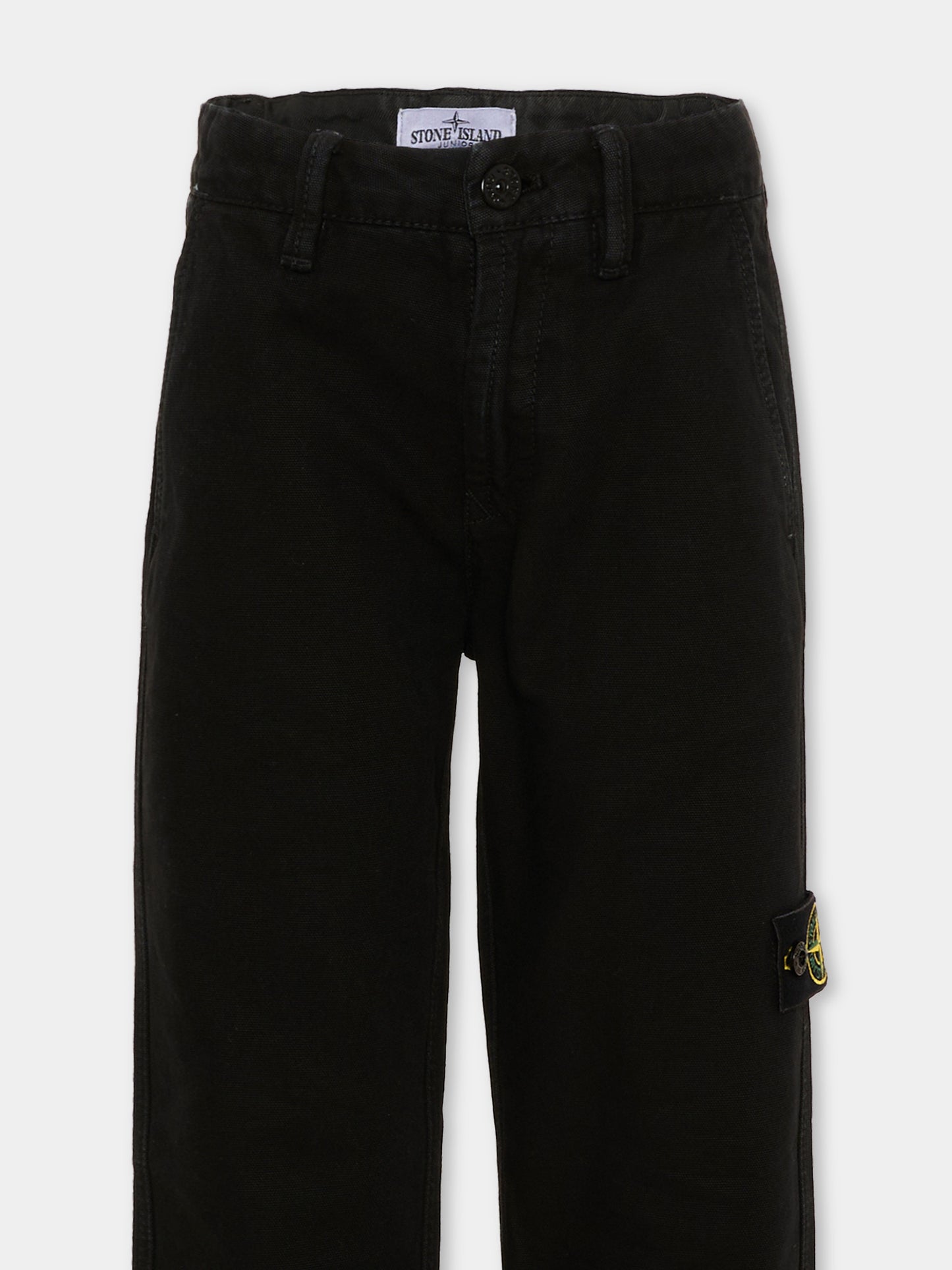 Pantaloni nero per bambino con patch logo,Stone Island Junior,L2S16 3100002 S0104 V0129