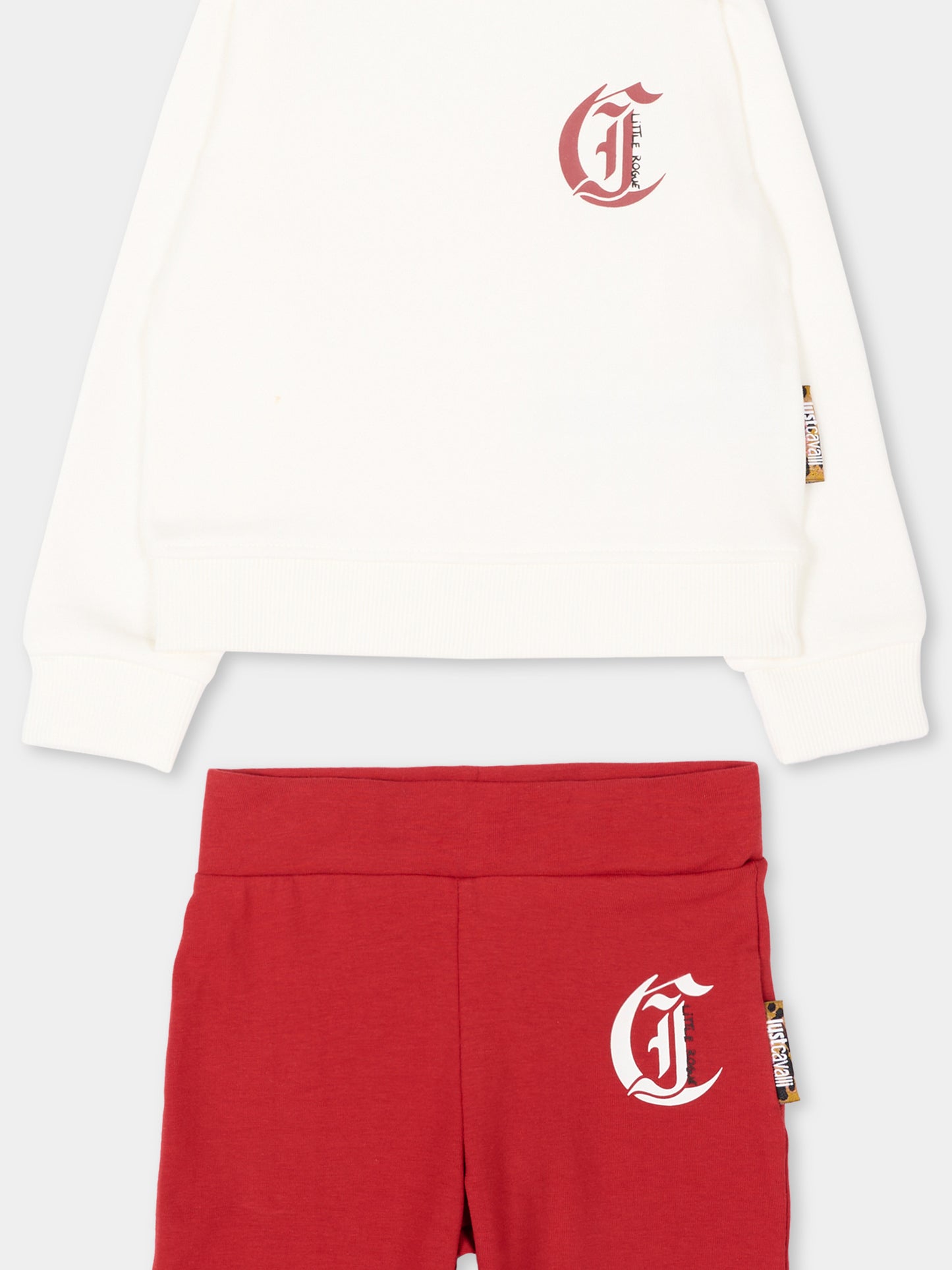 Completo sportivo avorio per neonata con logo,Just Cavalli Kids,JIA26089CF MARSHM/R.L MARSHMALLOW