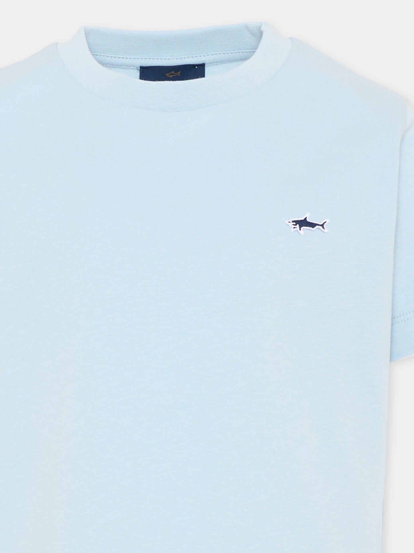 T-shirt celeste per bambino con logo,Paul & Shark Junior,WMM004 LAA01 40705