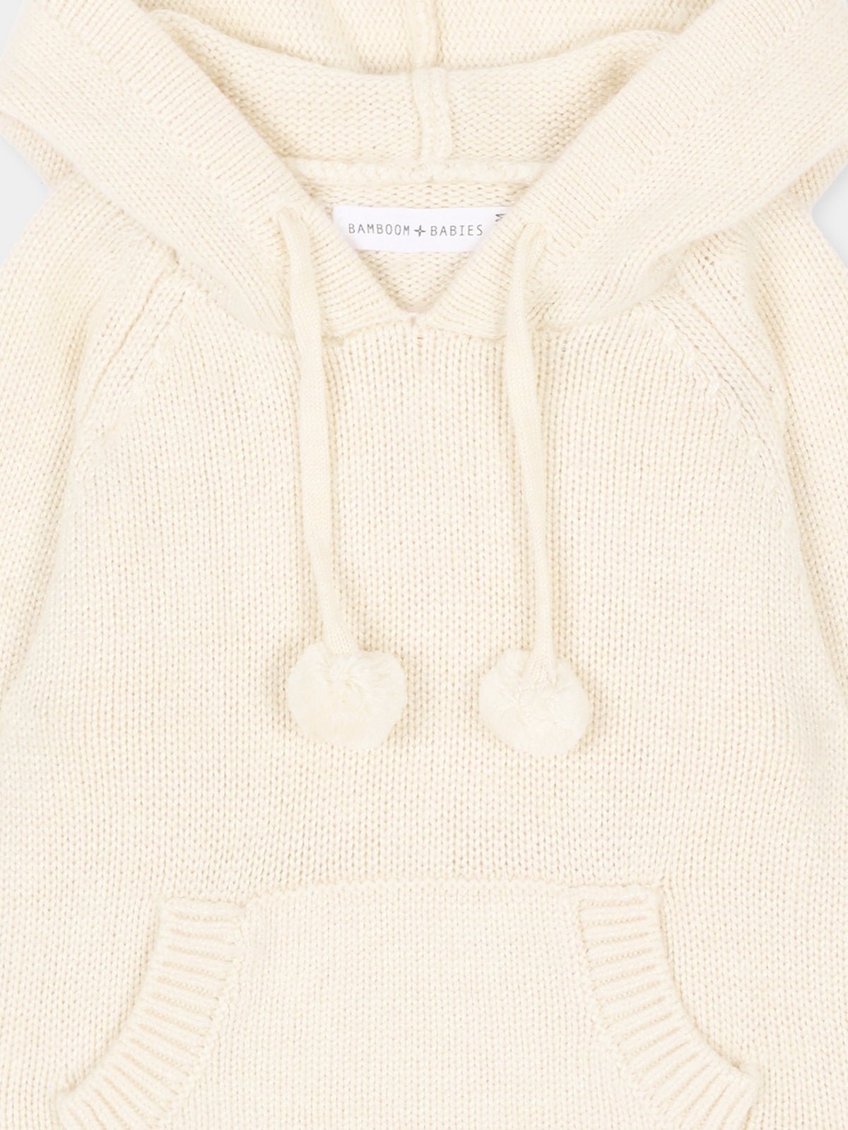 Felpa avorio per neonati con cappuccio,Bamboom,1258 WARM WHITE