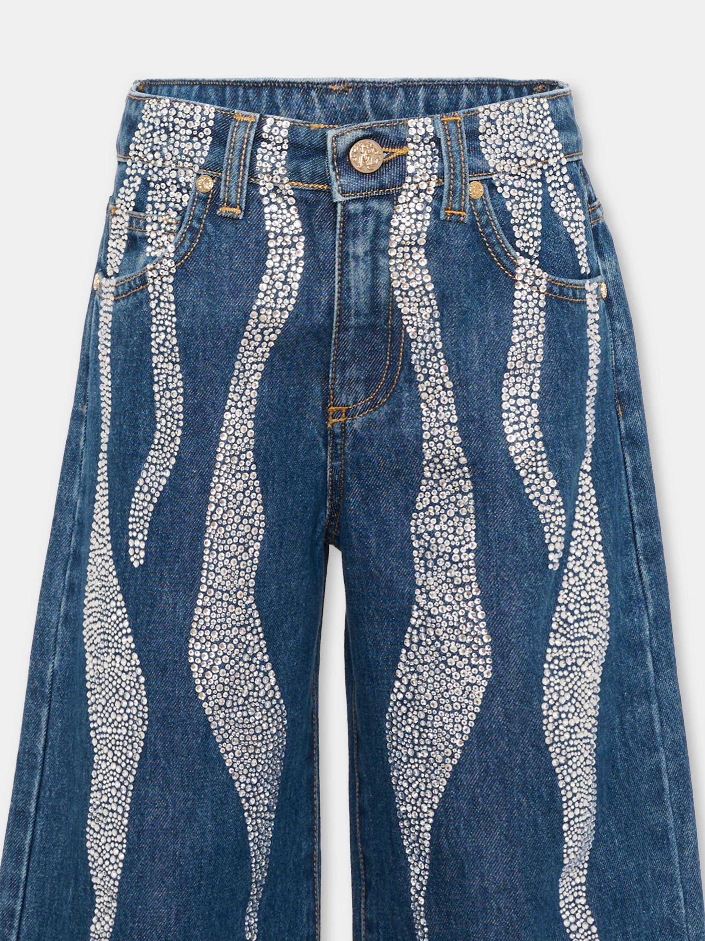 Jeans denim per bambina con strass,Roberto Cavalli Kids,CGA26018JE D.BLUE_MED
