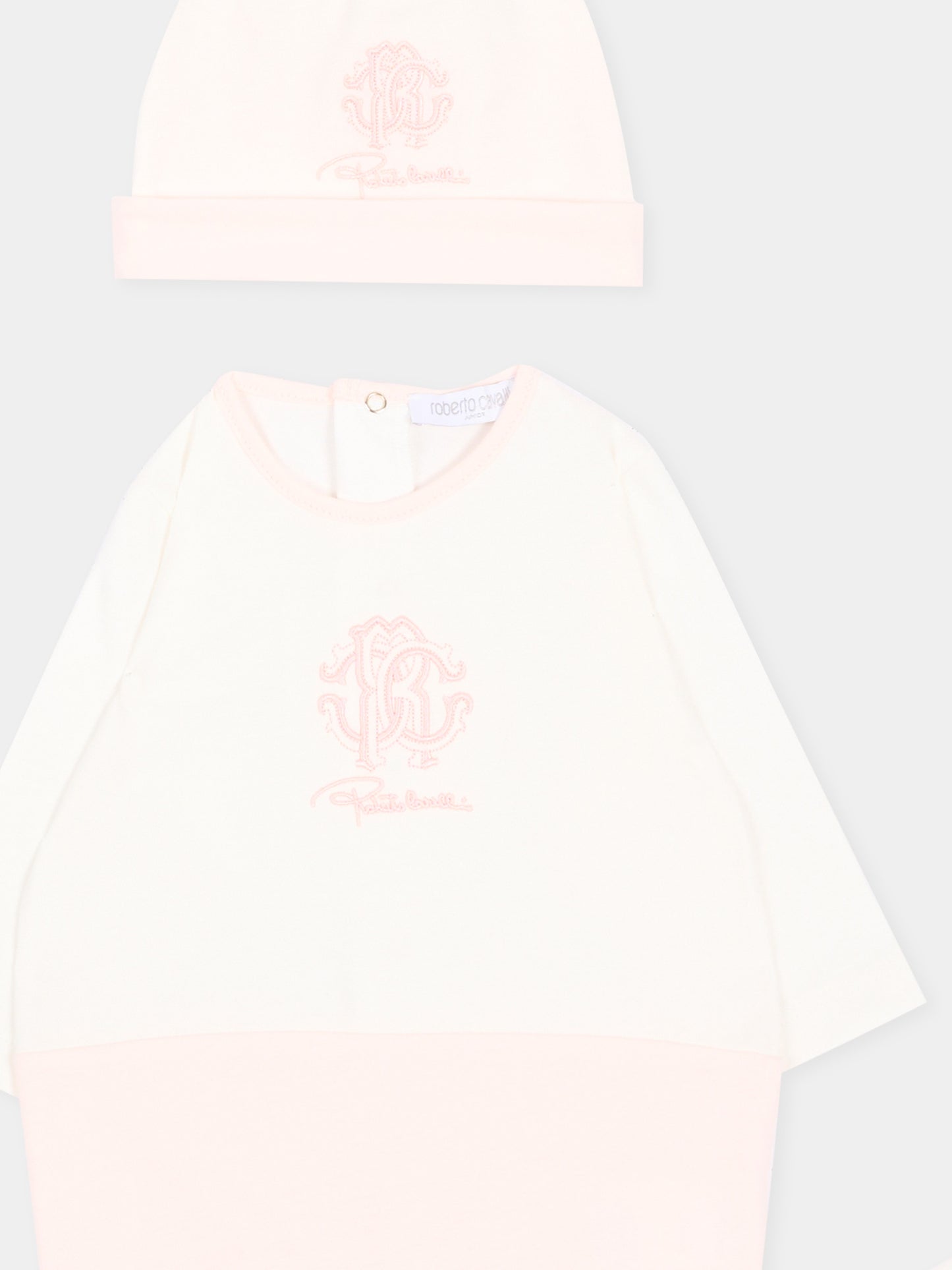Set tutina rosa per neonata con logo,Roberto Cavalli Kids,CLA26051TU PINK_H/ACC