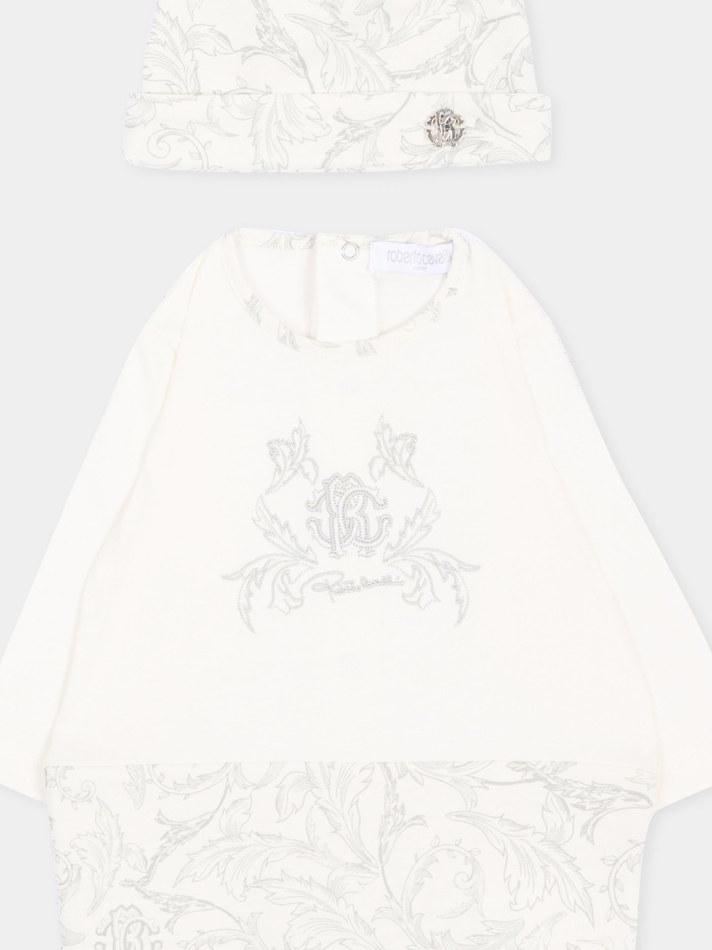 Set tutina avorio per neonati con logo,Roberto Cavalli Kids,CLA26031TU AV.PERLA/A