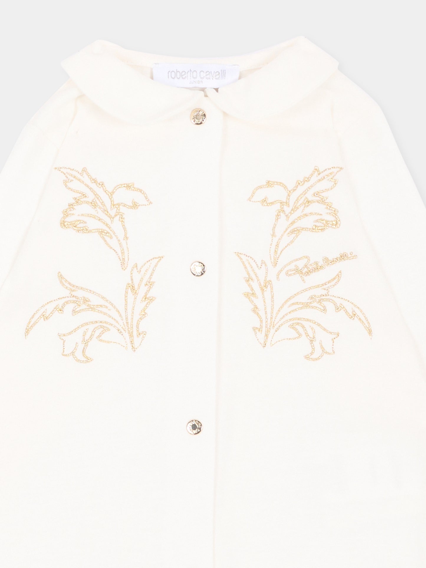 Set tutina avorio per neonati con ricamo,Roberto Cavalli Kids,CLA26030TU AVORIO_C.C