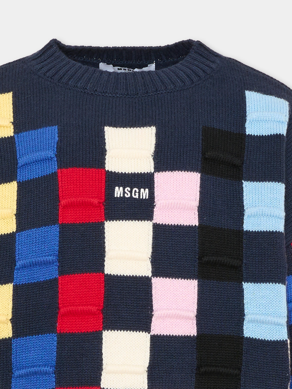 Maglione blu per bambina con motivo grafico,Msgm Kids,F6MSJGJP059 MS032