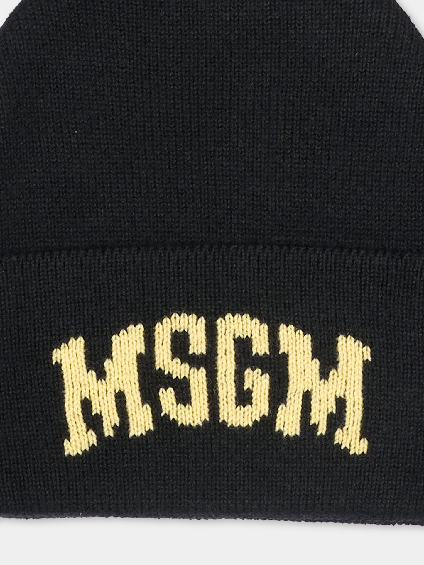 Berretto nero per bambini con logo,Msgm Kids,F6MSJUHT029 110