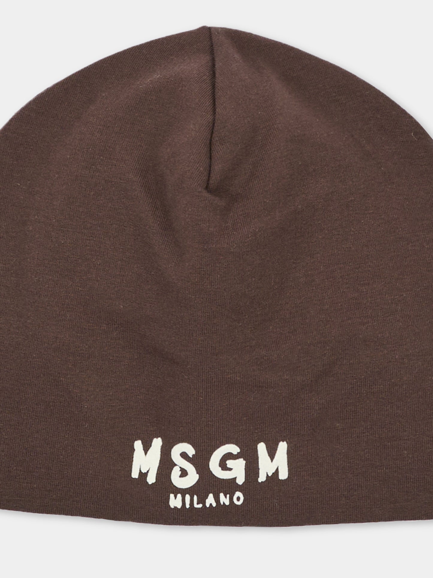 Berretto marrone per bambini con logo,Msgm Kids,F6MSJUHT184 943