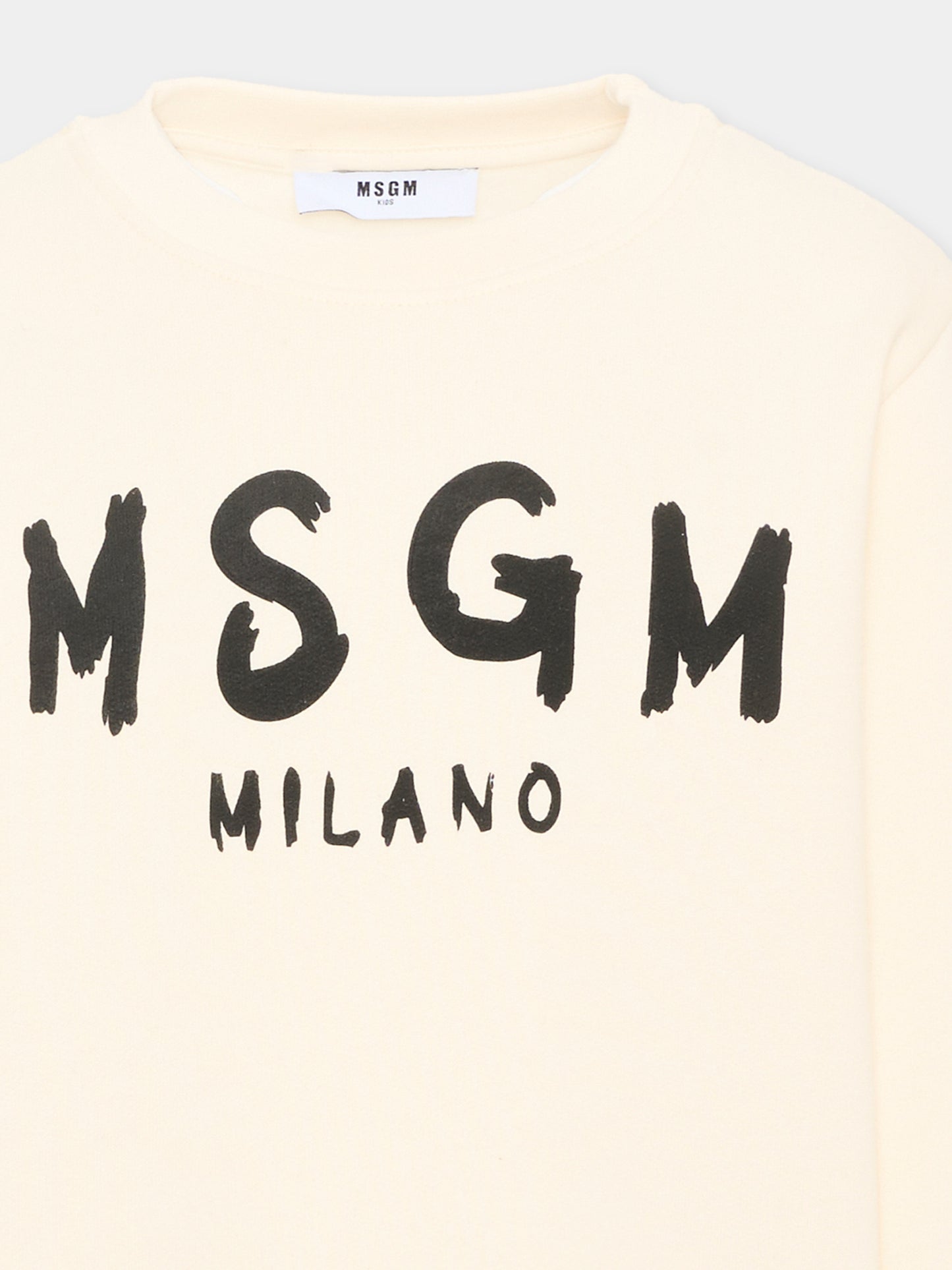 Felpa avorio per bambini con logo,Msgm Kids,F6MSJUSW009 013
