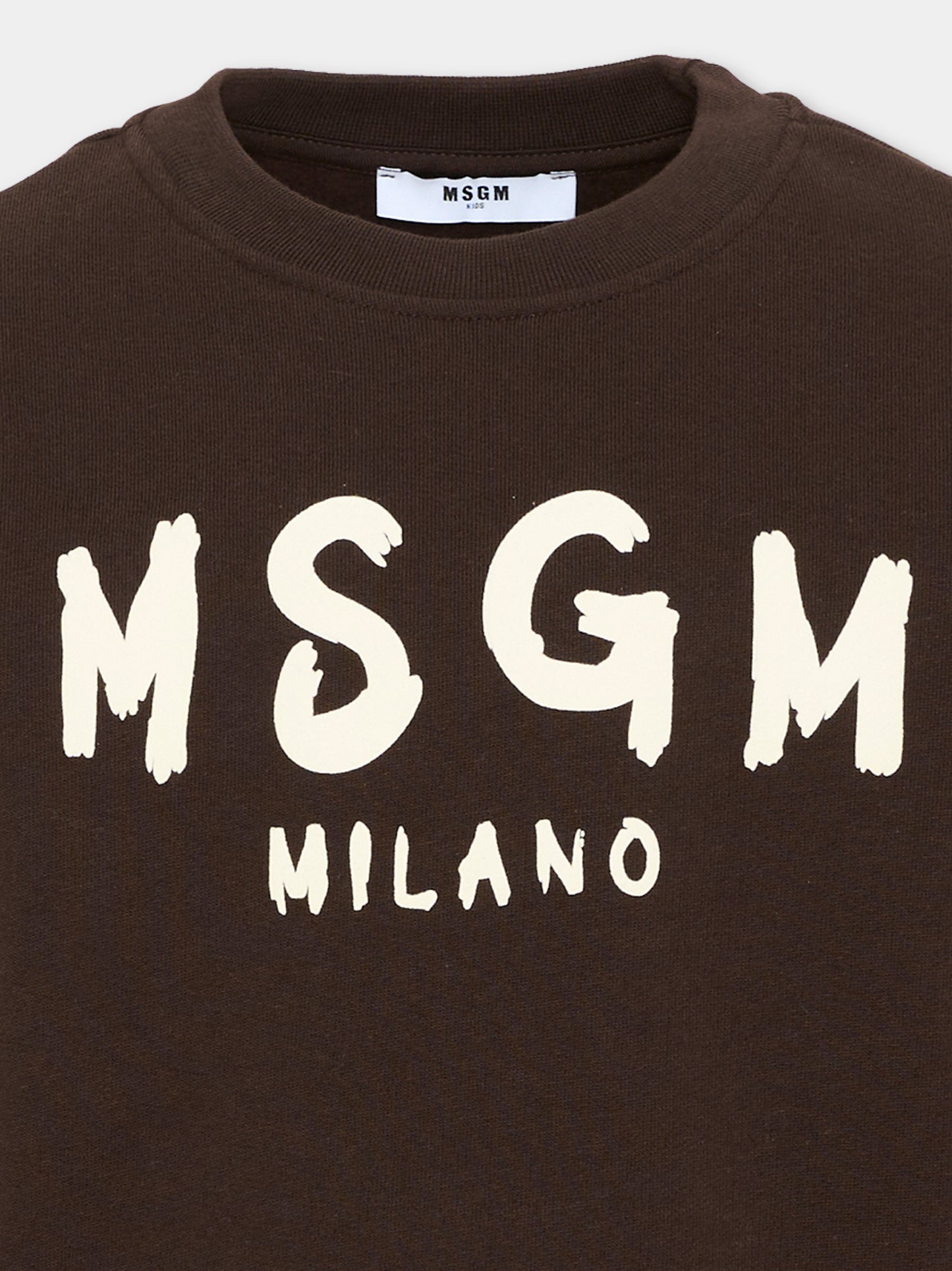 Felpa marrone per bambini con logo,Msgm Kids,F6MSJUSW009 943