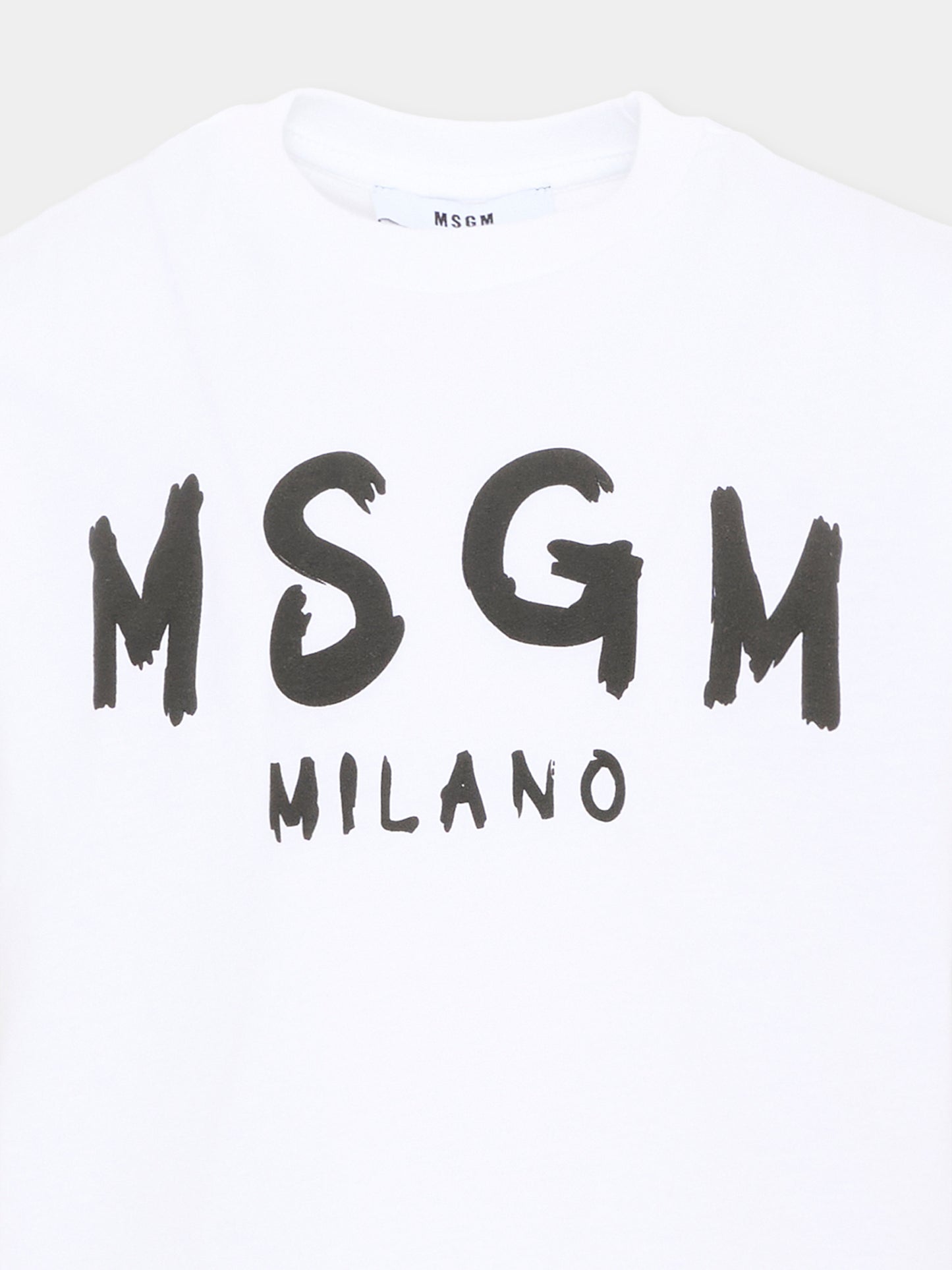 T-Shirt bianca per bambini con logo,Msgm Kids,F6MSJUTH010 001