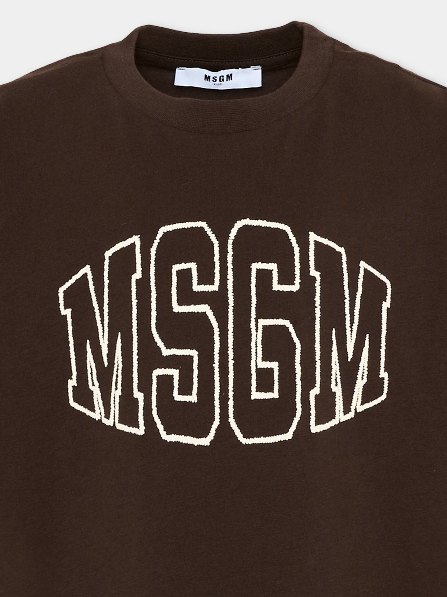 T-Shirt marrone MSGM per bambini logo,Msgm Kids,F6MSJUTH038 943