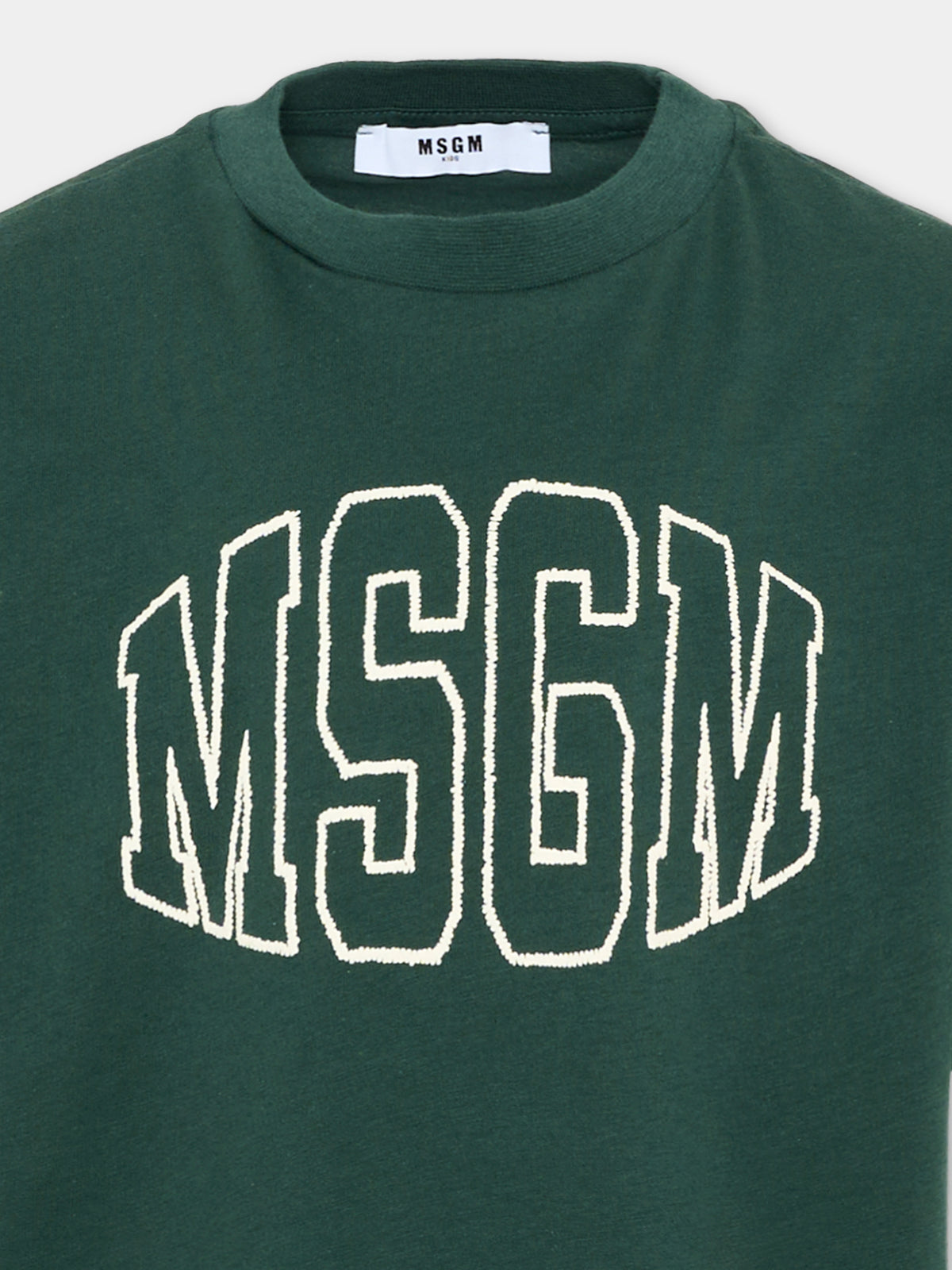 T-Shirt verde MSGM per bambini con logo,Msgm Kids,F6MSJUTH038 MS095