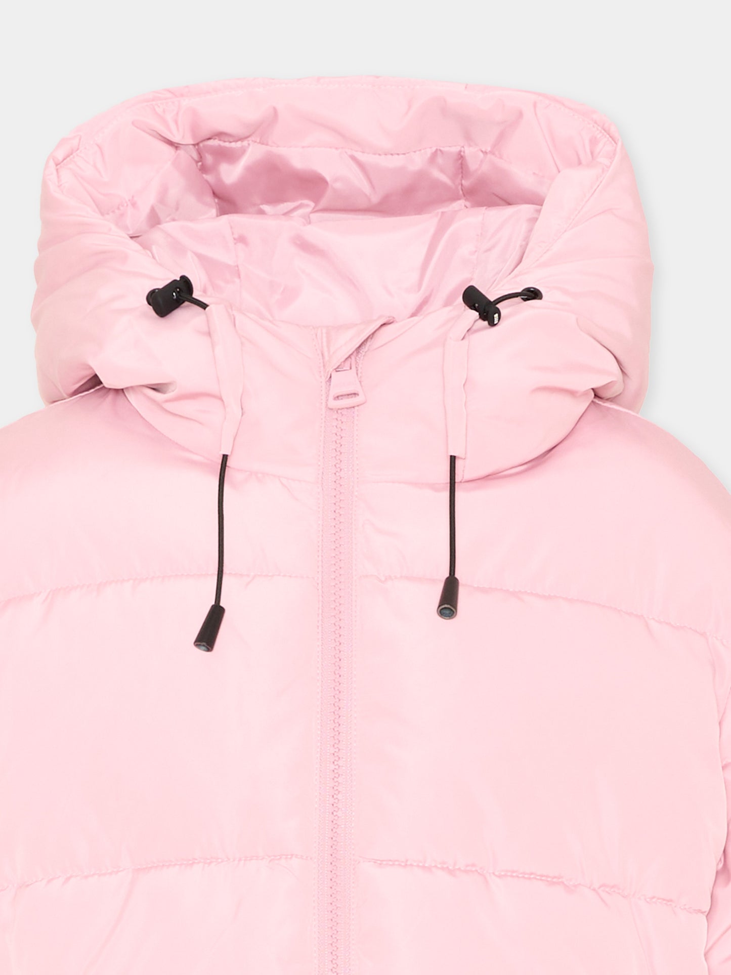 Piumino rosa per bambina con cappuccio,Msgm Kids,F6MSJUPF003 MS090