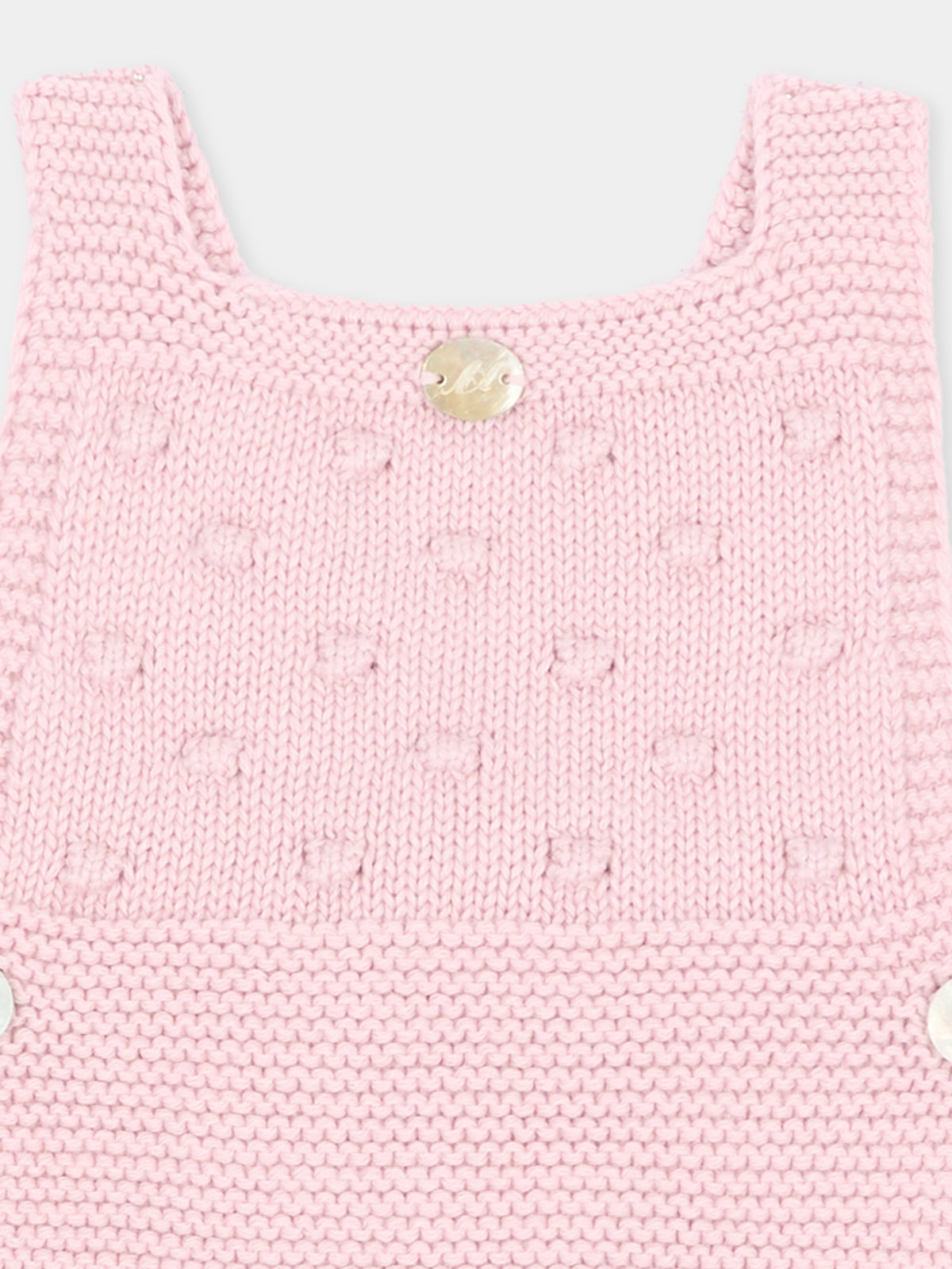 Salopette rosa per neonata in maglia,Martín Aranda,016-10327 P07