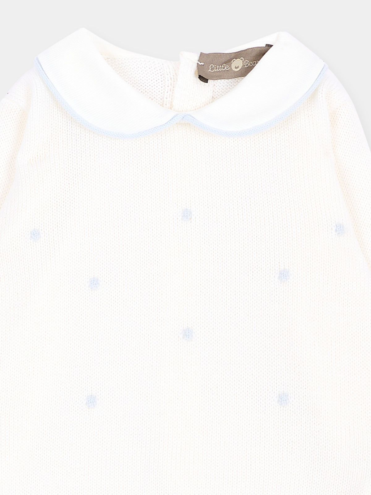 Completo nascita avorio con pois celesti per neonato,Little Bear,4109 LATTE/CIELO