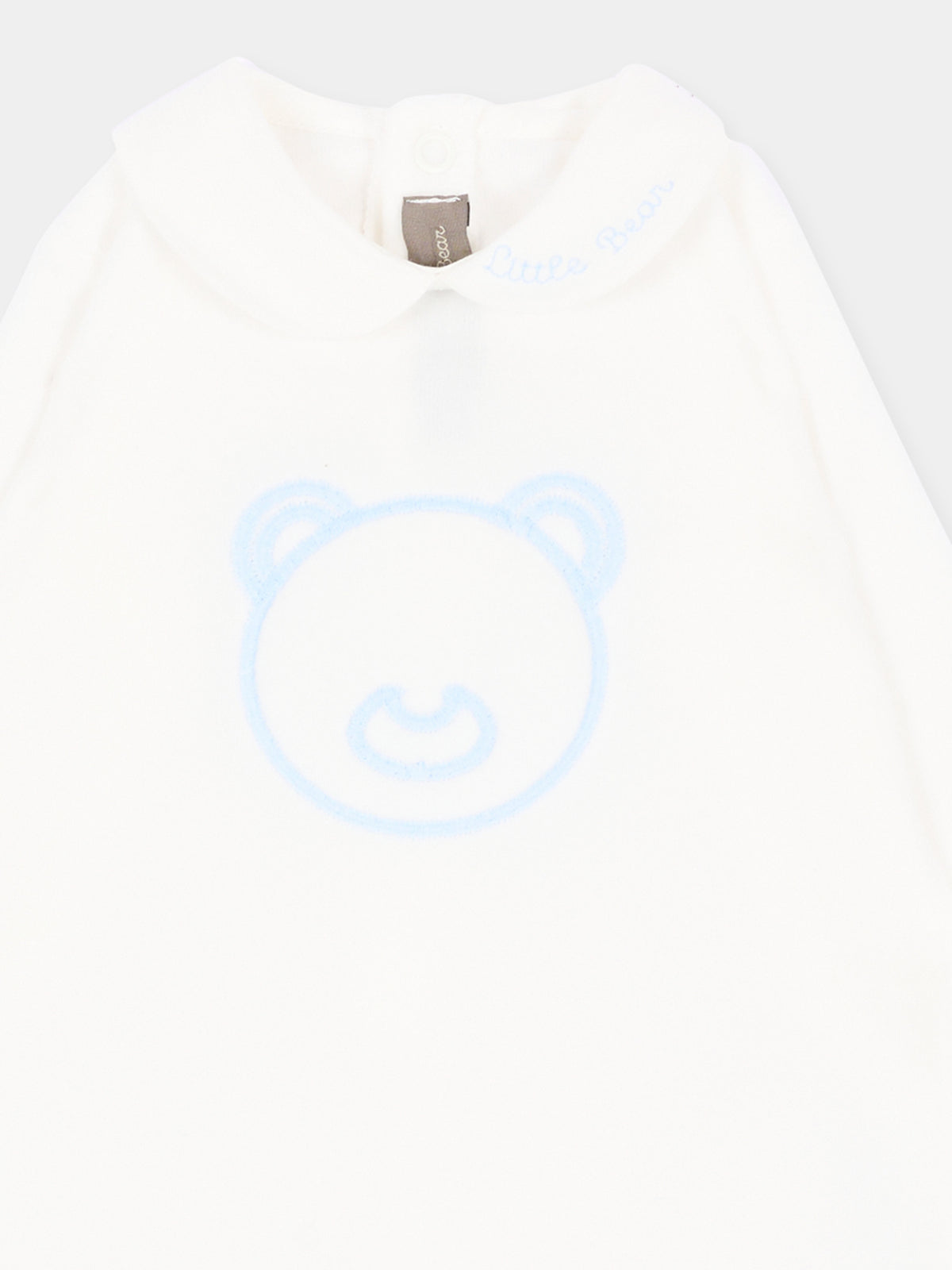 Tutina bianca per neonato con orsetto,Little Bear,4043 LATTE/CIELO