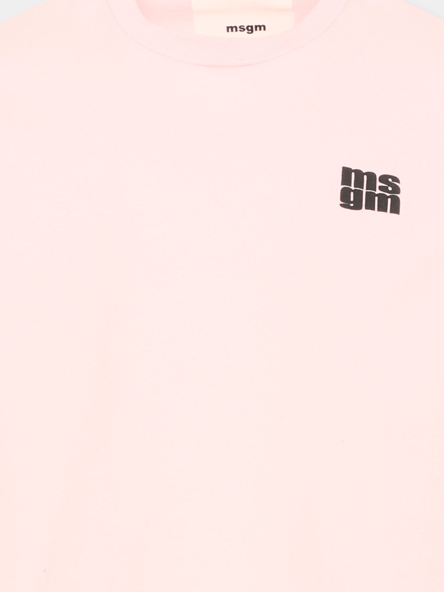 T-shirt rosa per bambina con logo,Msgm Kids,F5MSJUTH055 MS044