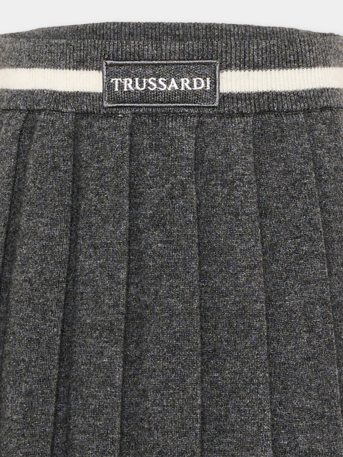 Gonna grigio melange per bambina logo,Trussardi Junior,TGA26048GO GREY_LM/OW GREY LIGHT MELANGE