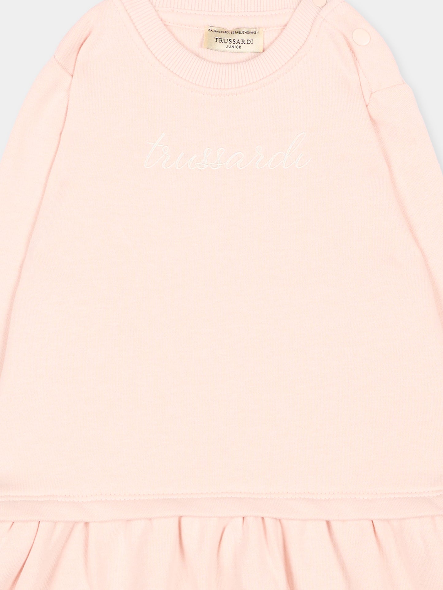 Vestito rosa per neonata con logo,Trussardi Junior,TIA26026VE BLUSH BLUSH