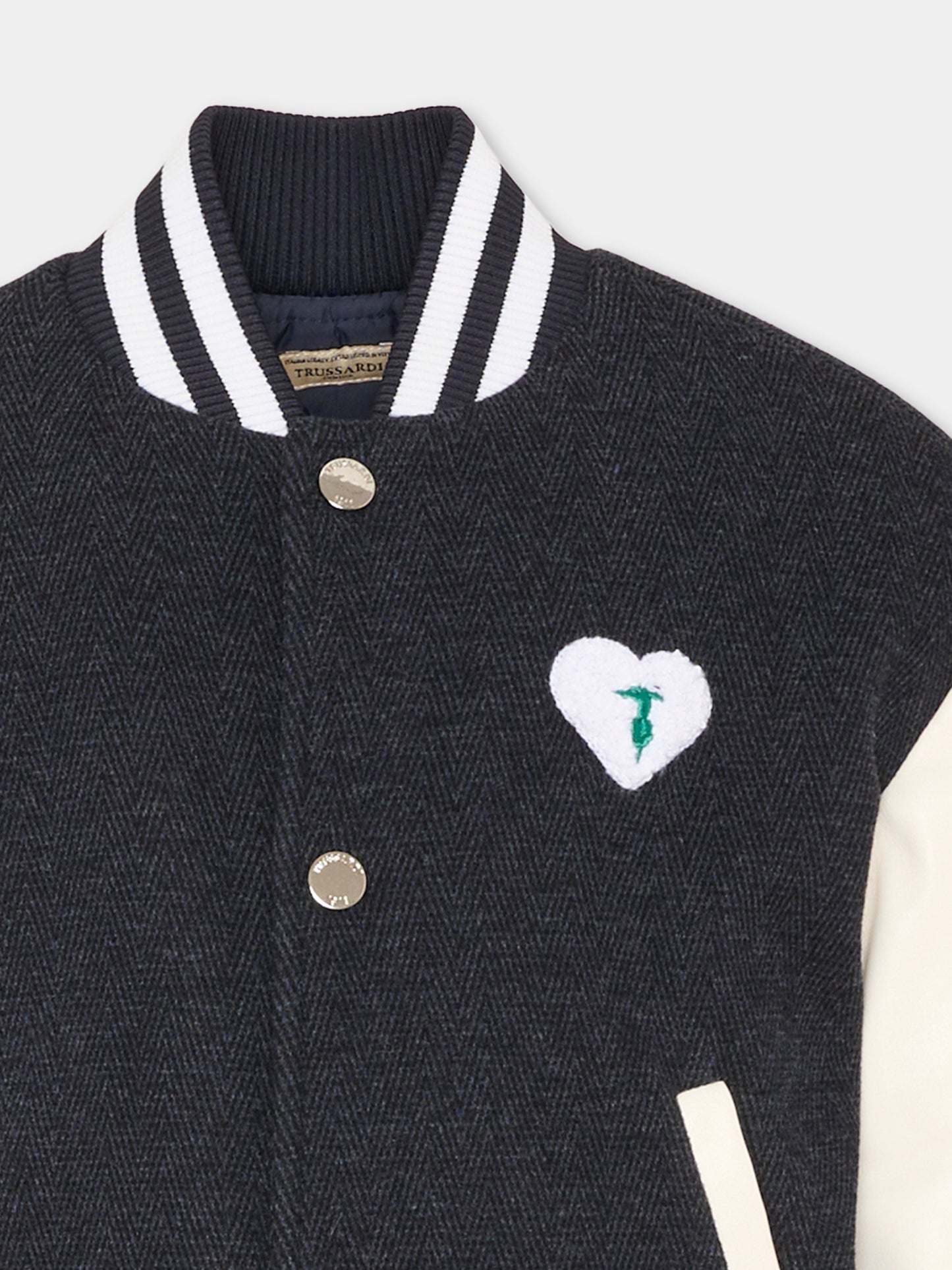 Bomber blu per bambina con patch,Trussardi Junior,TIA26119GB BLUE_N/O-W BLUE NAVAL