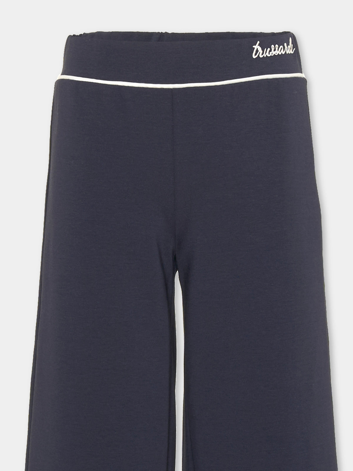 Pantalone blu per bambina con balza,Trussardi Junior,TIA26157PA BLUE_NAVAL BLUE NAVAL