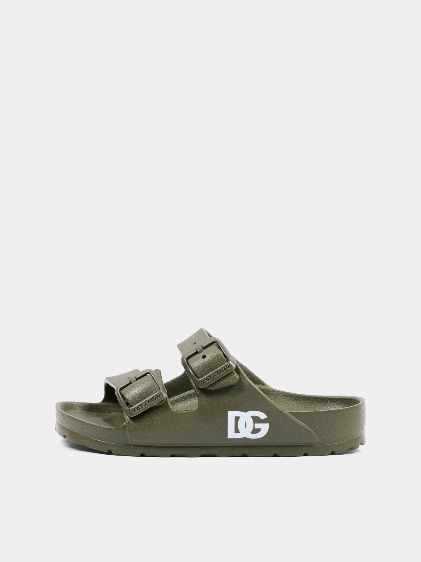 Ciabatte verdi per bambini con logo,Dolce & Gabbana Kids,DD0324 A5103 8X070