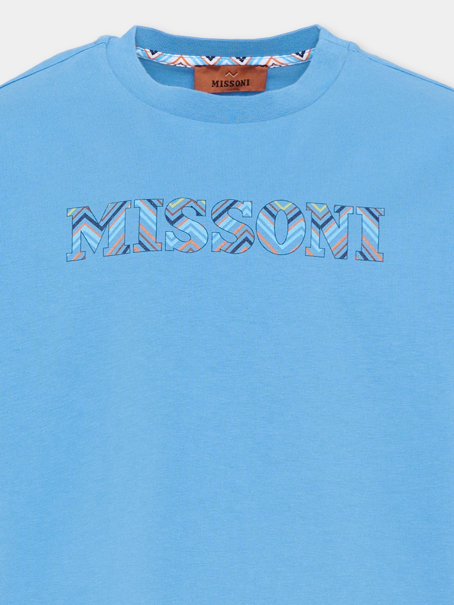 T-shirt azzurra Missoni per bambino con logo,Missoni,MY8P11 Z3672 671