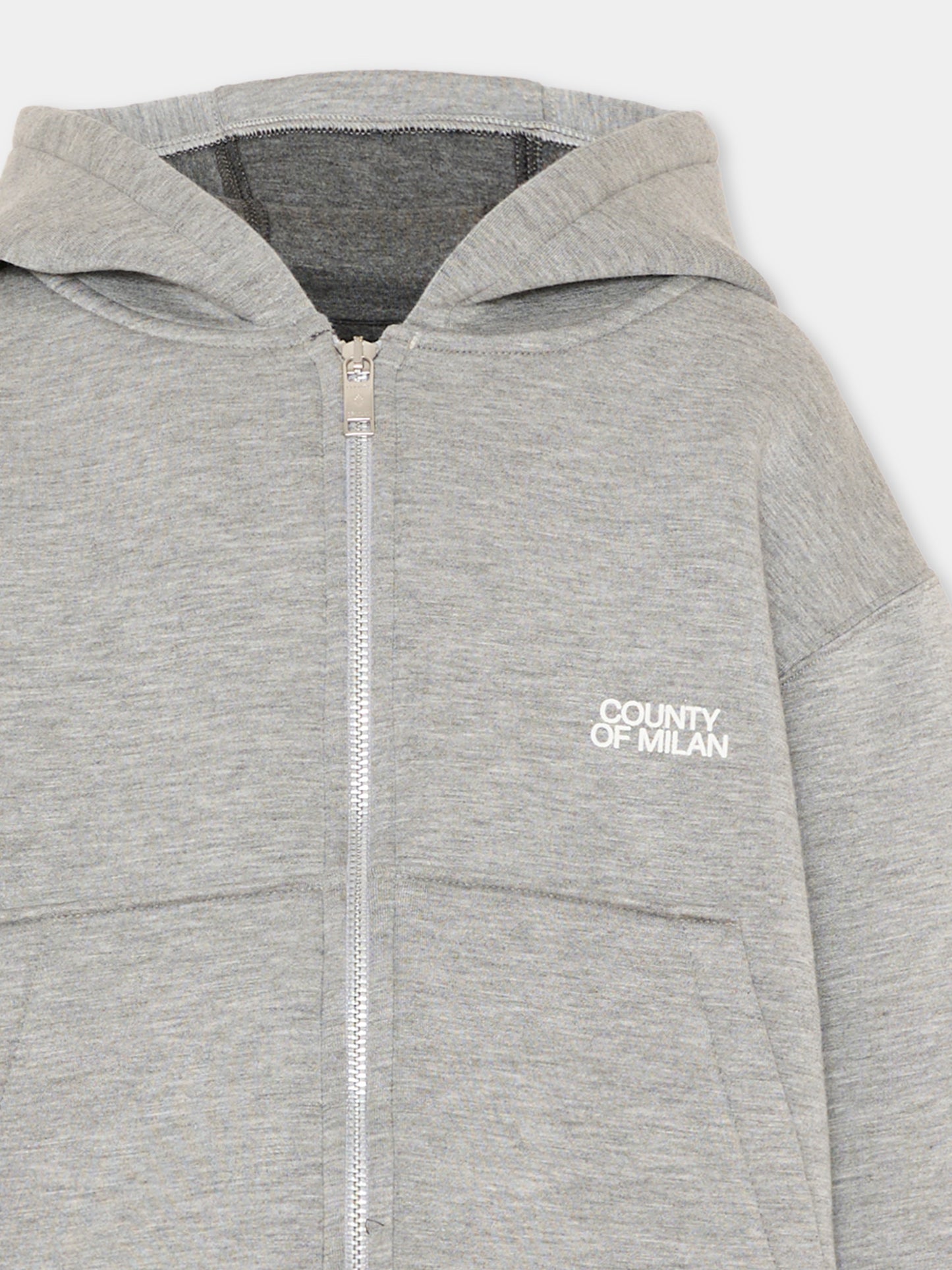 Felpa grigia per bambina con logo,County Of Milan Kids,F5CMJGHS022 101