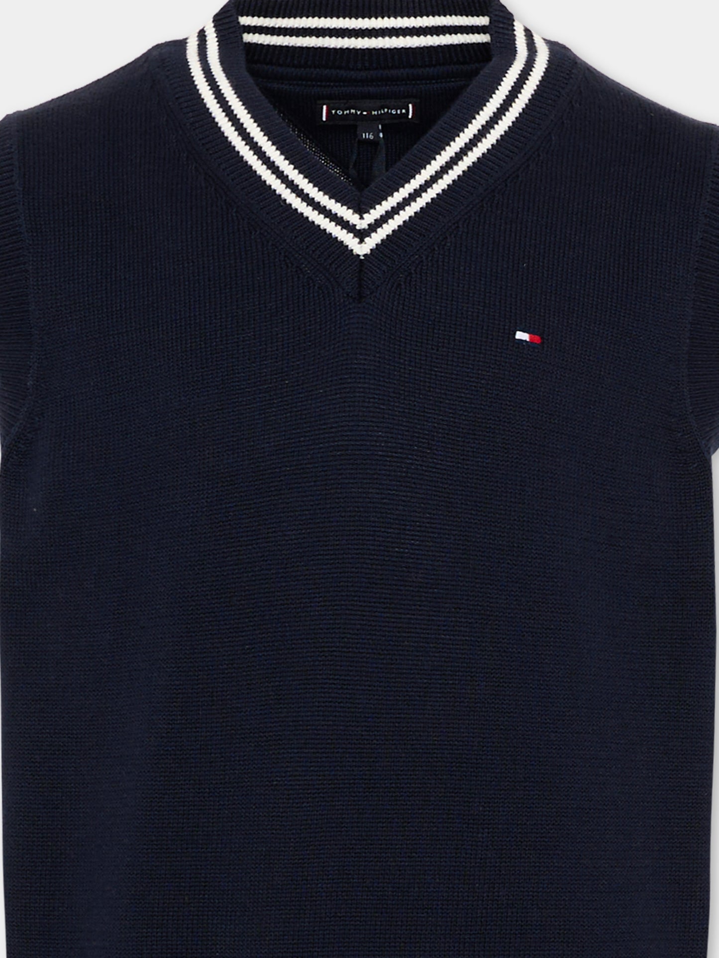 Maglia gilet blu per bambino con logo,Tommy Hilfiger Junior,KB0KB10426 C1G