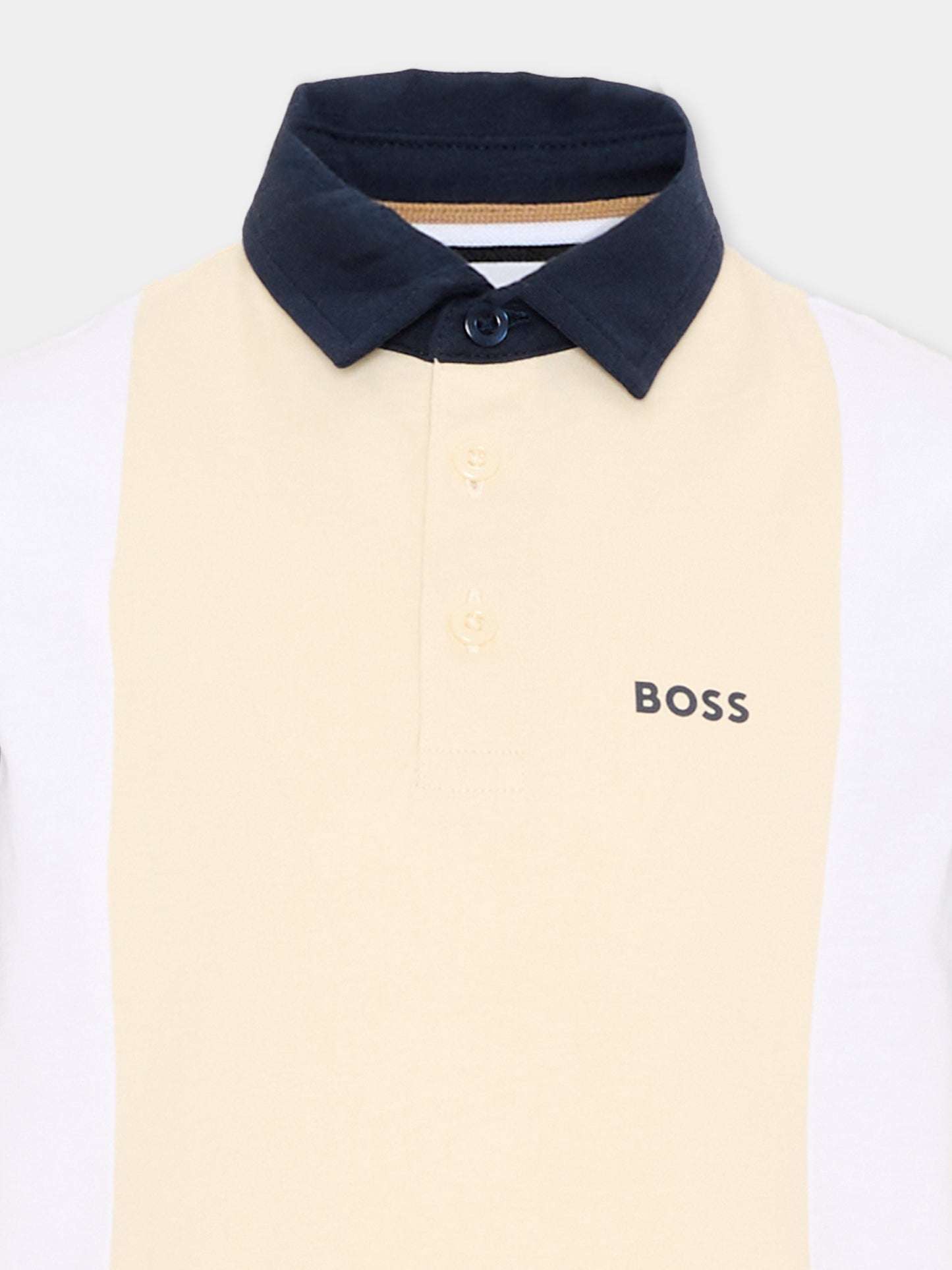 Polo beige per bambino con logo,Boss,J52023 21C