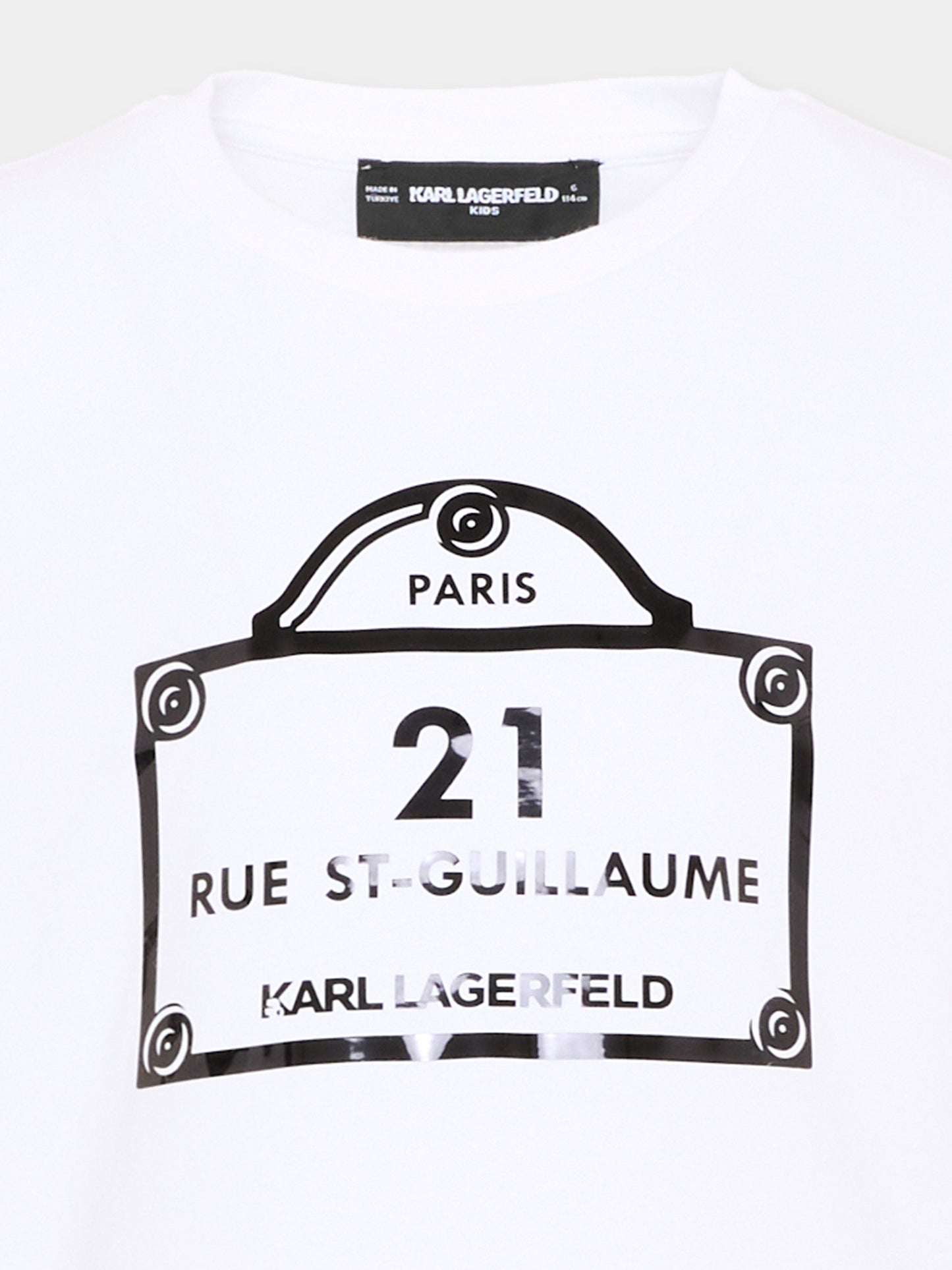 T-shirt bianca per bambina con logo,Karl Lagerfeld Kids,Z30486 10P