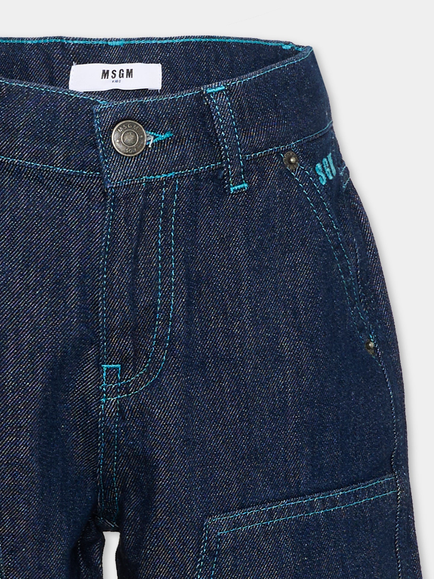 Shorts denim per bambini con logo,Msgm Kids,S6MSJUBE048 126