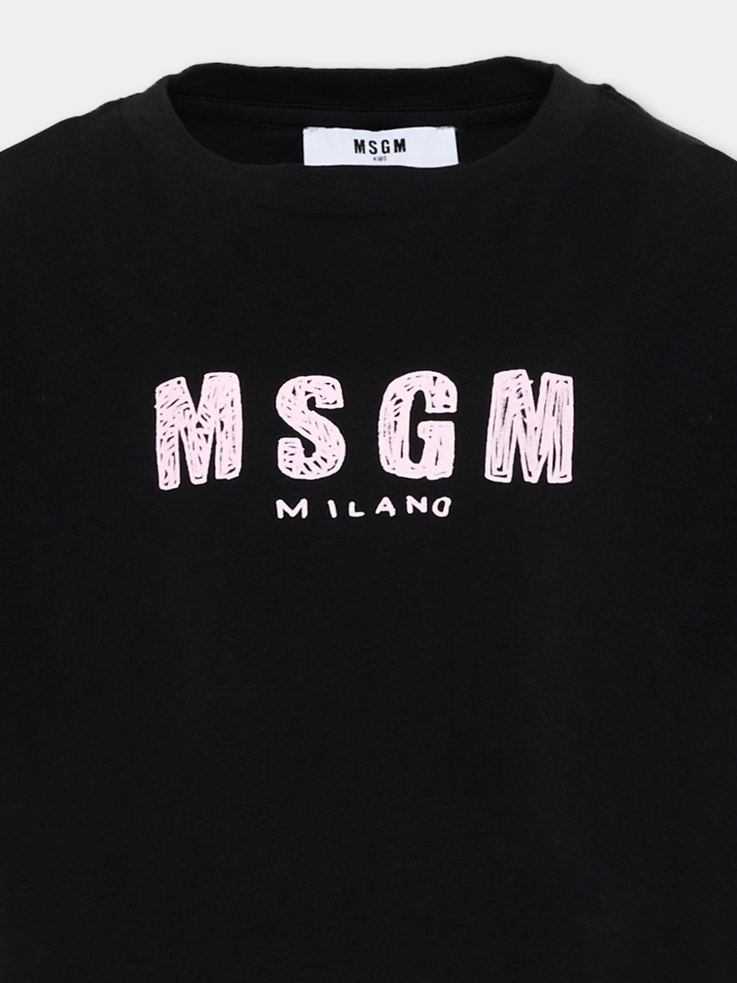 T-Shirt nera per bambina con logo