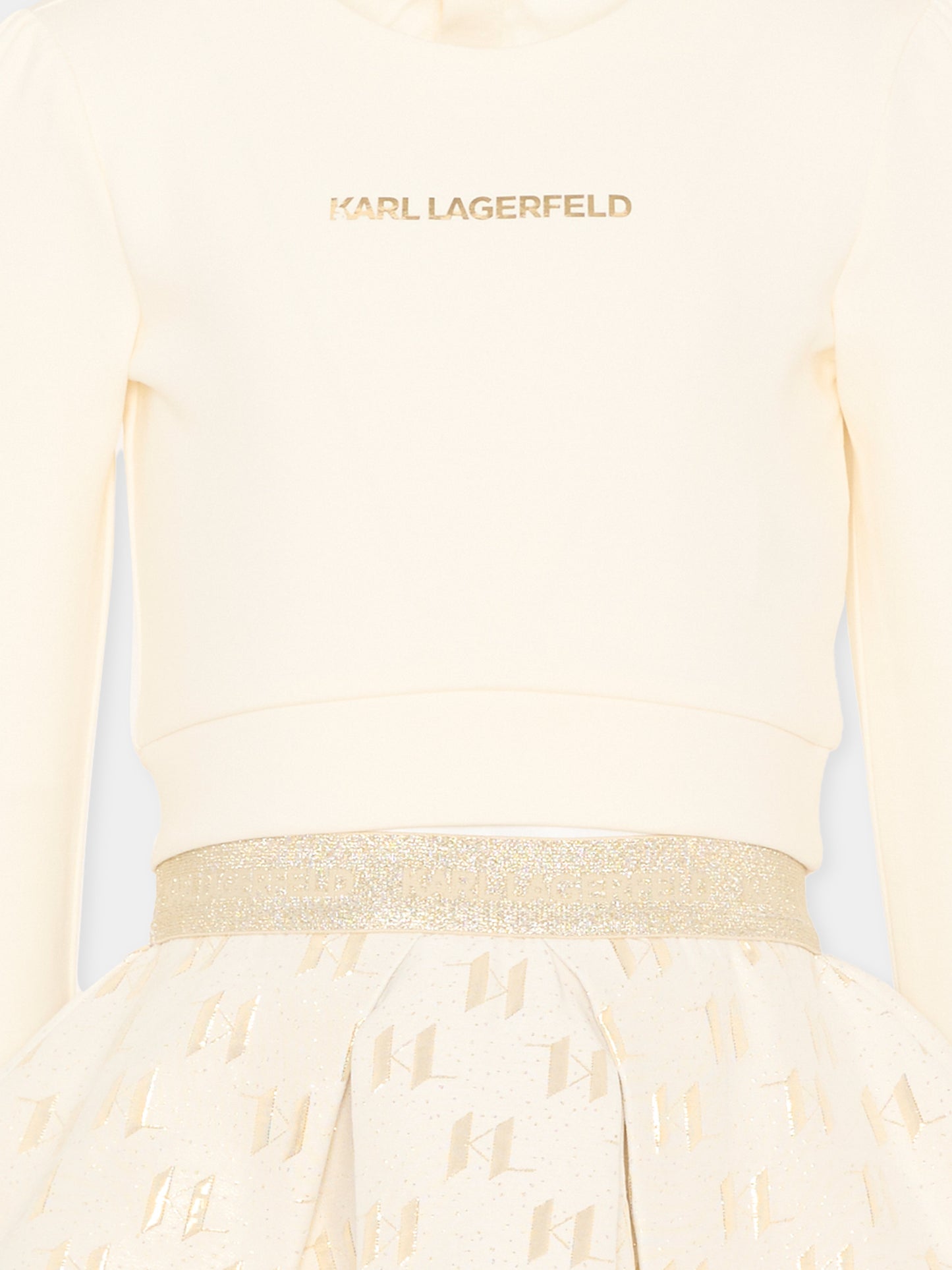 Completo sportivo avorio per bambina con logo,Karl Lagerfeld Kids,Z30520 N81