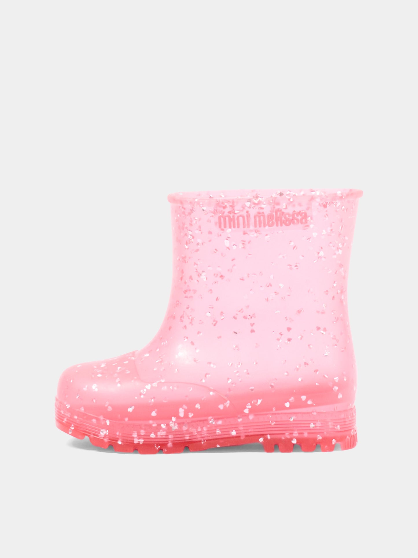 Stivali da pioggia rosa per bambina con glitter,Mini Melissa,38072 BW132 06411