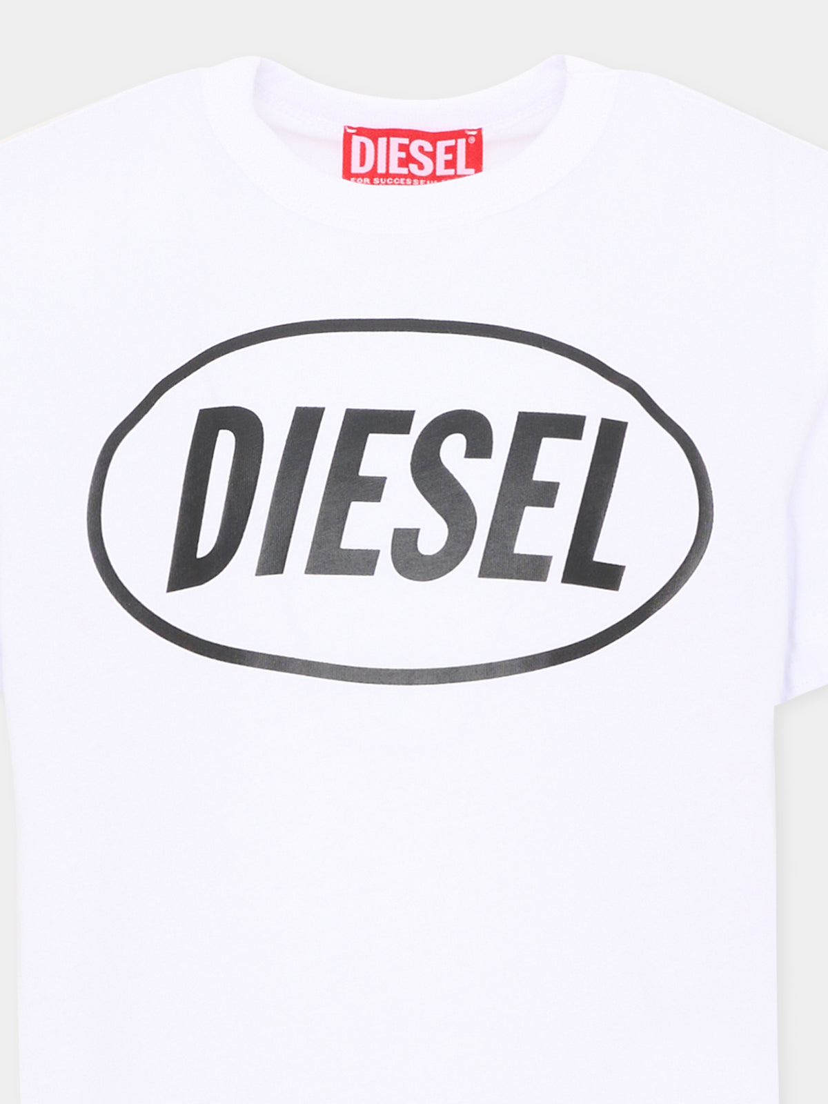 T-Shirt bianca per bambino con logo,Diesel,J02464 KYAR1 K100