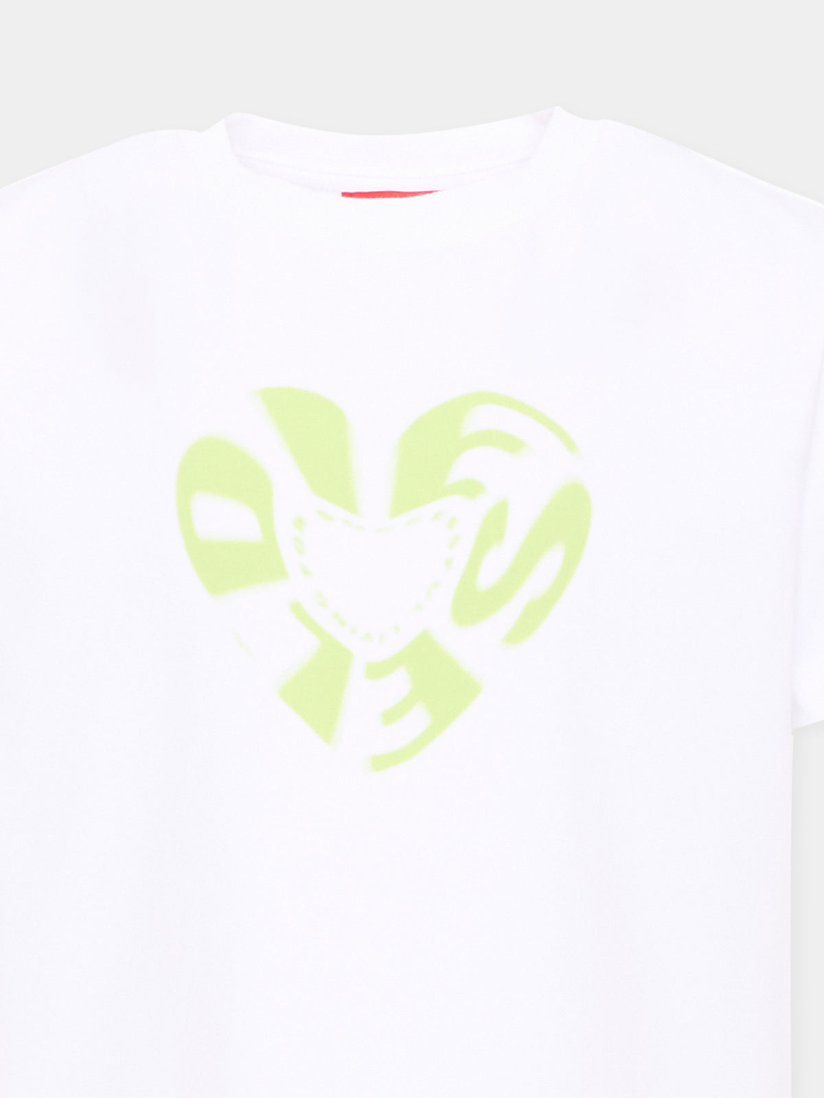 T-Shirt bianca per bambina con logo,Diesel,J02450 0AFAA K100