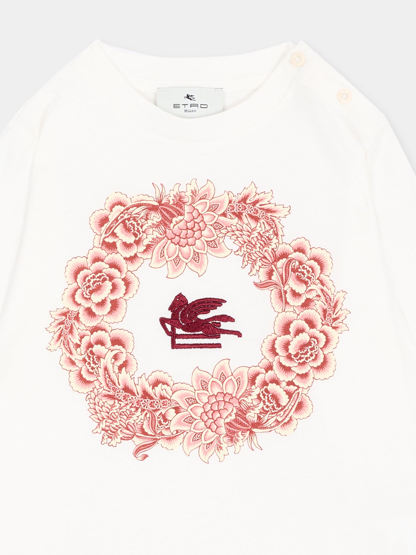 T-Shirt avorio per neonata con Pegaso,Etro,GX8000 Z3186 101RS