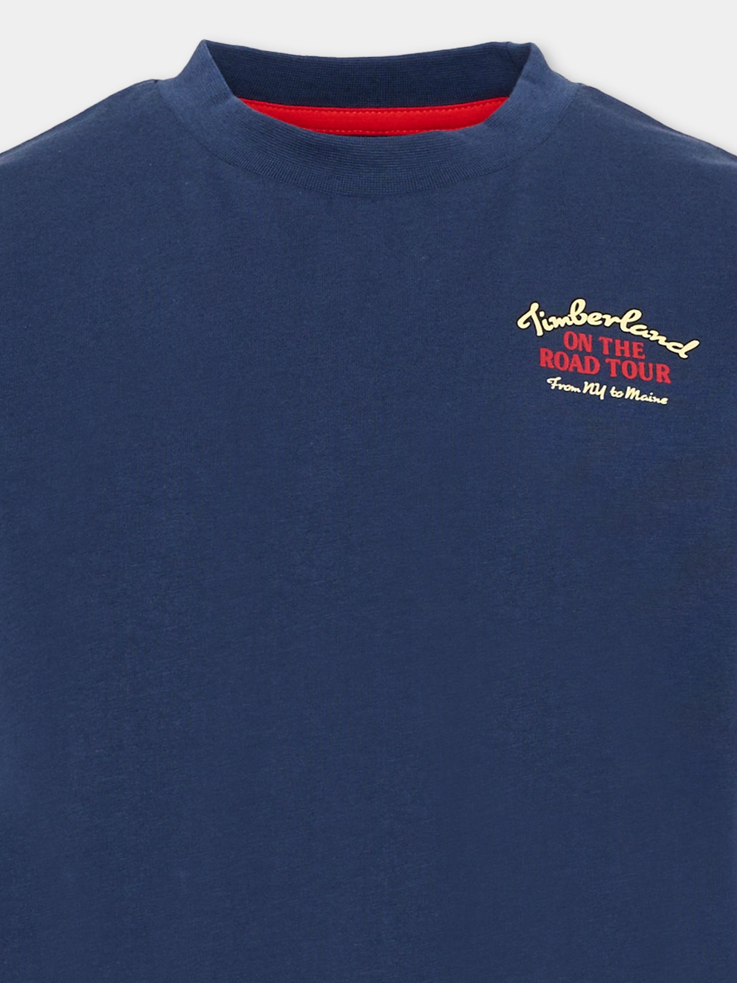 T-shirt blu per bambino con logo,Timberland,T60797 805