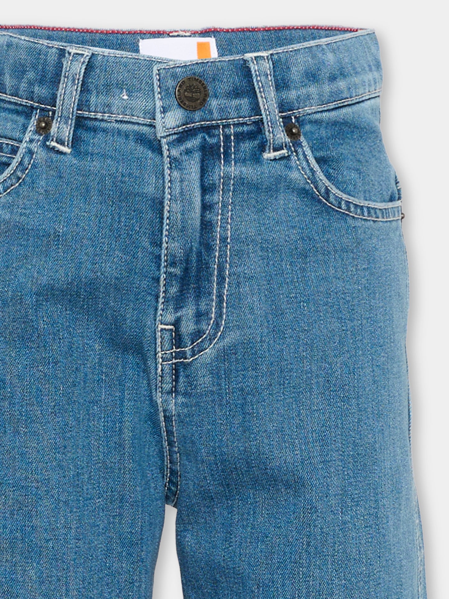 Jeans denim per bambino con patch logo,Timberland,T60960 Z10
