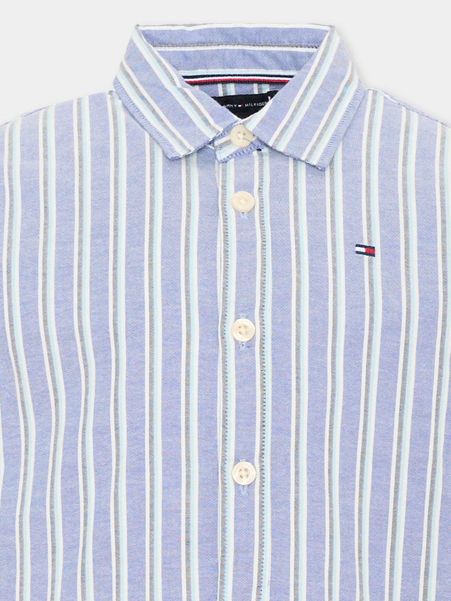 Camicia a manica lunga blu per bambino a righe,Tommy Hilfiger Junior,KB0KB10066 C8M